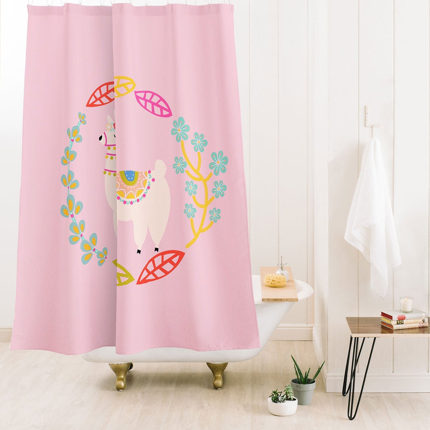 Hello Sayang Lola Llama Pink Shower Curtain