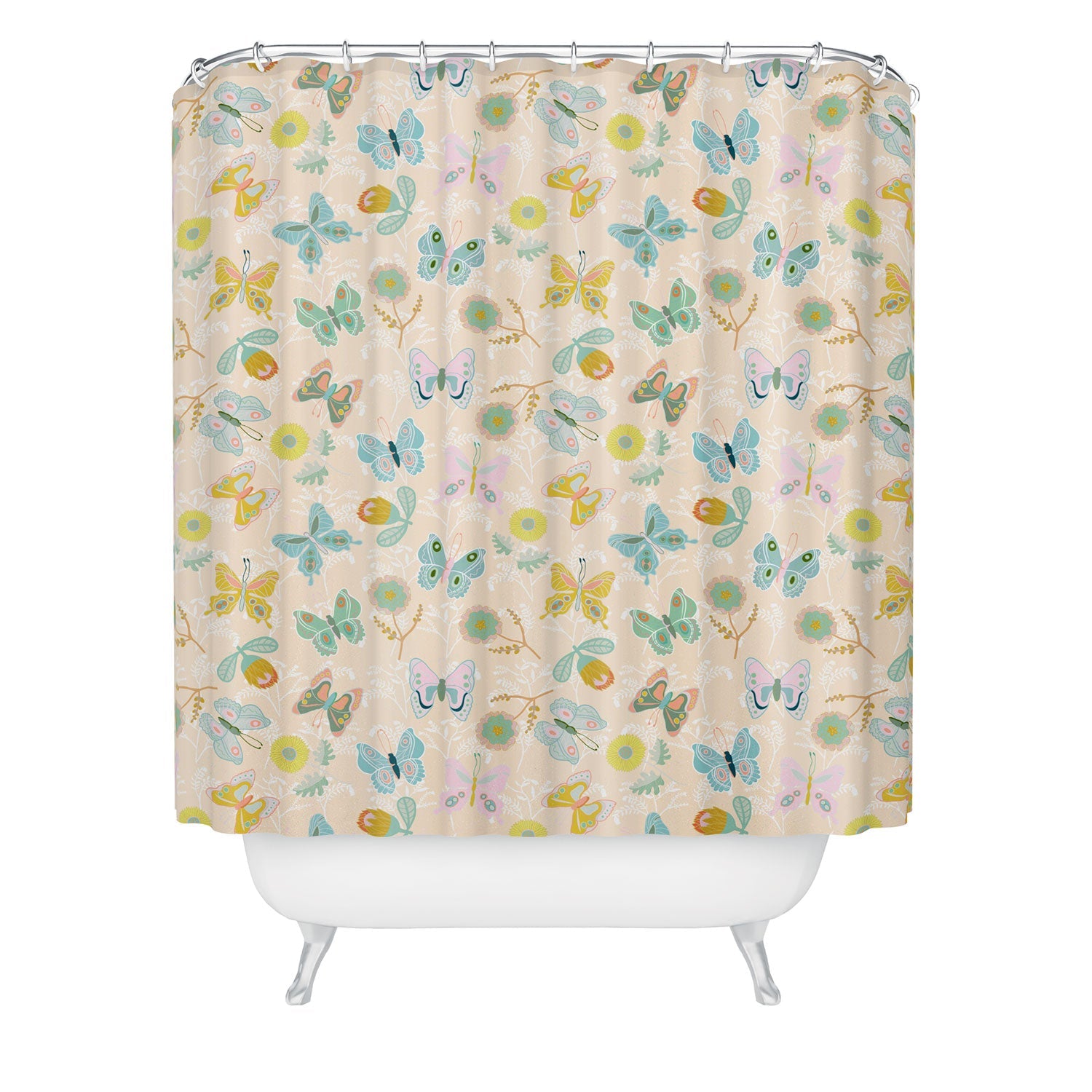 Hello Sayang Summer Butterflies Shower Curtain
