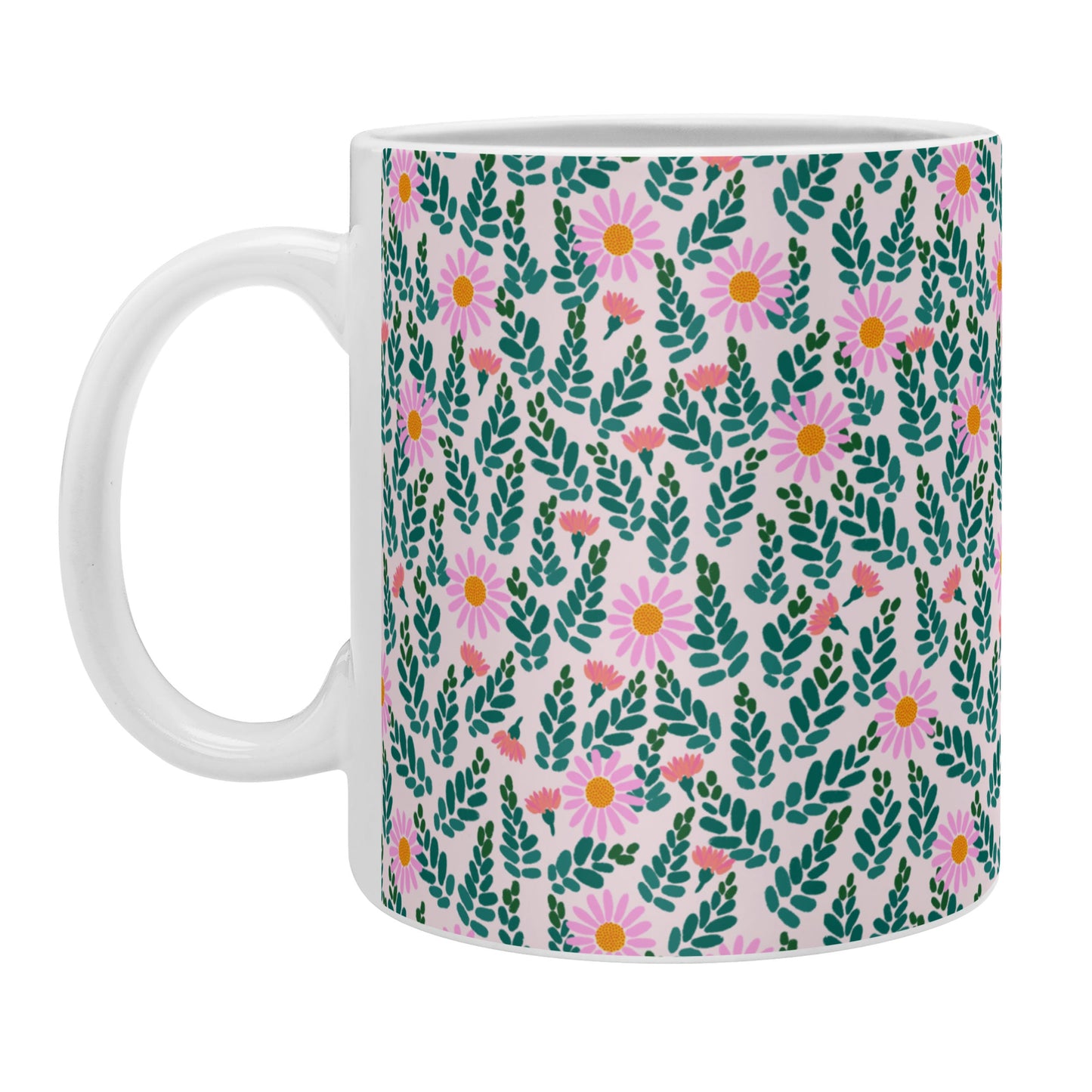 Hello Sayang Wild Daisies Pink Coffee Mug