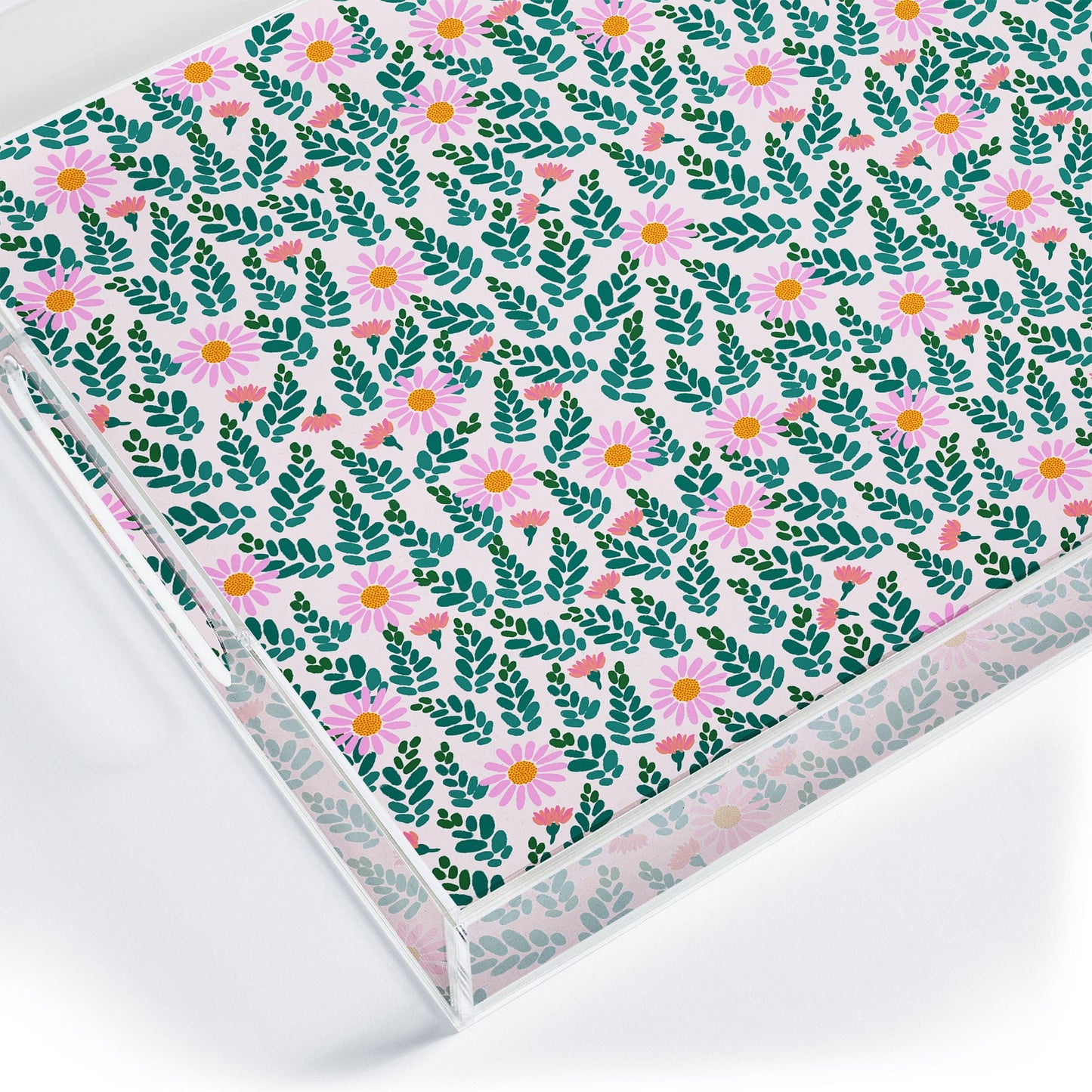 Hello Sayang Wild Daisies Pink Acrylic Tray