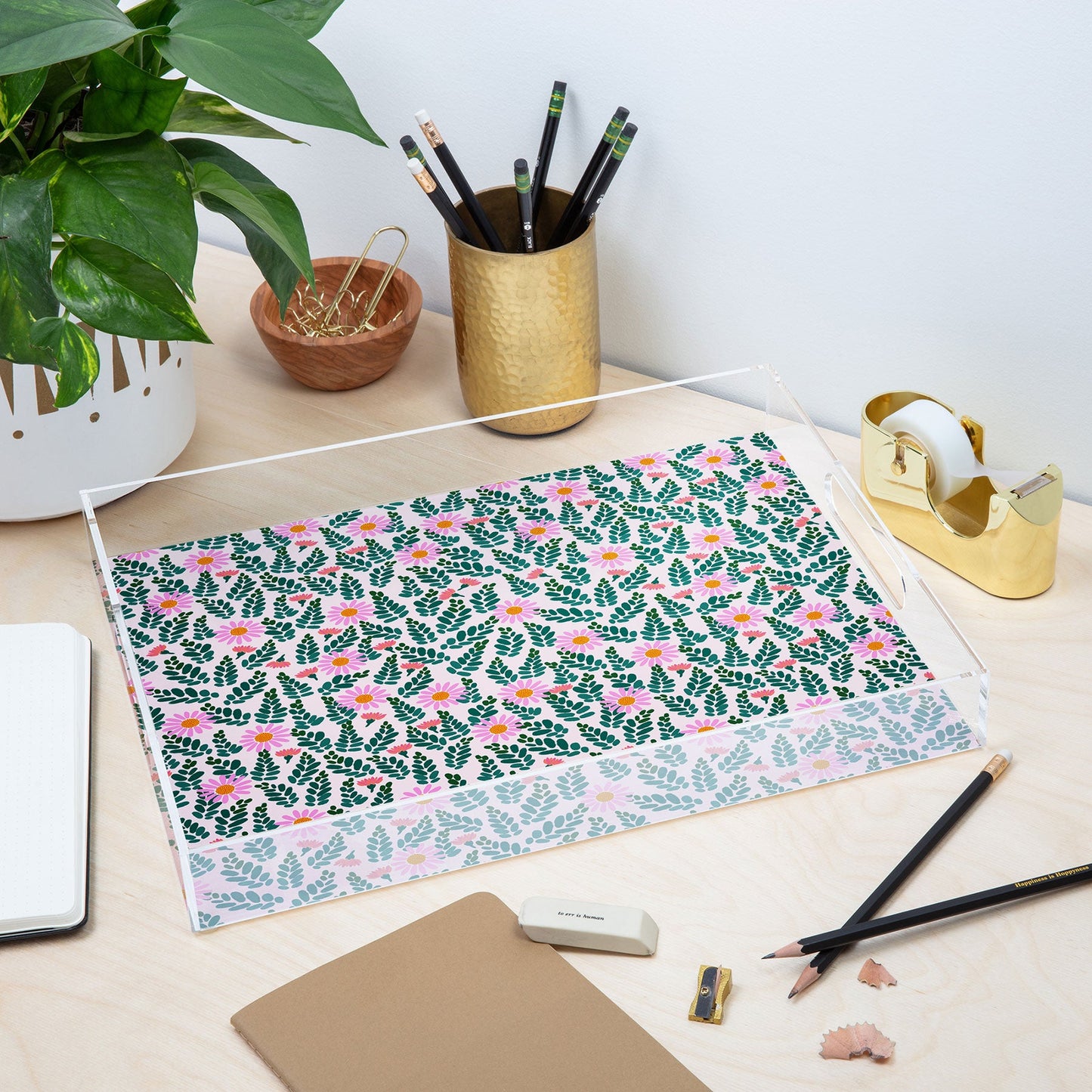 Hello Sayang Wild Daisies Pink Acrylic Tray