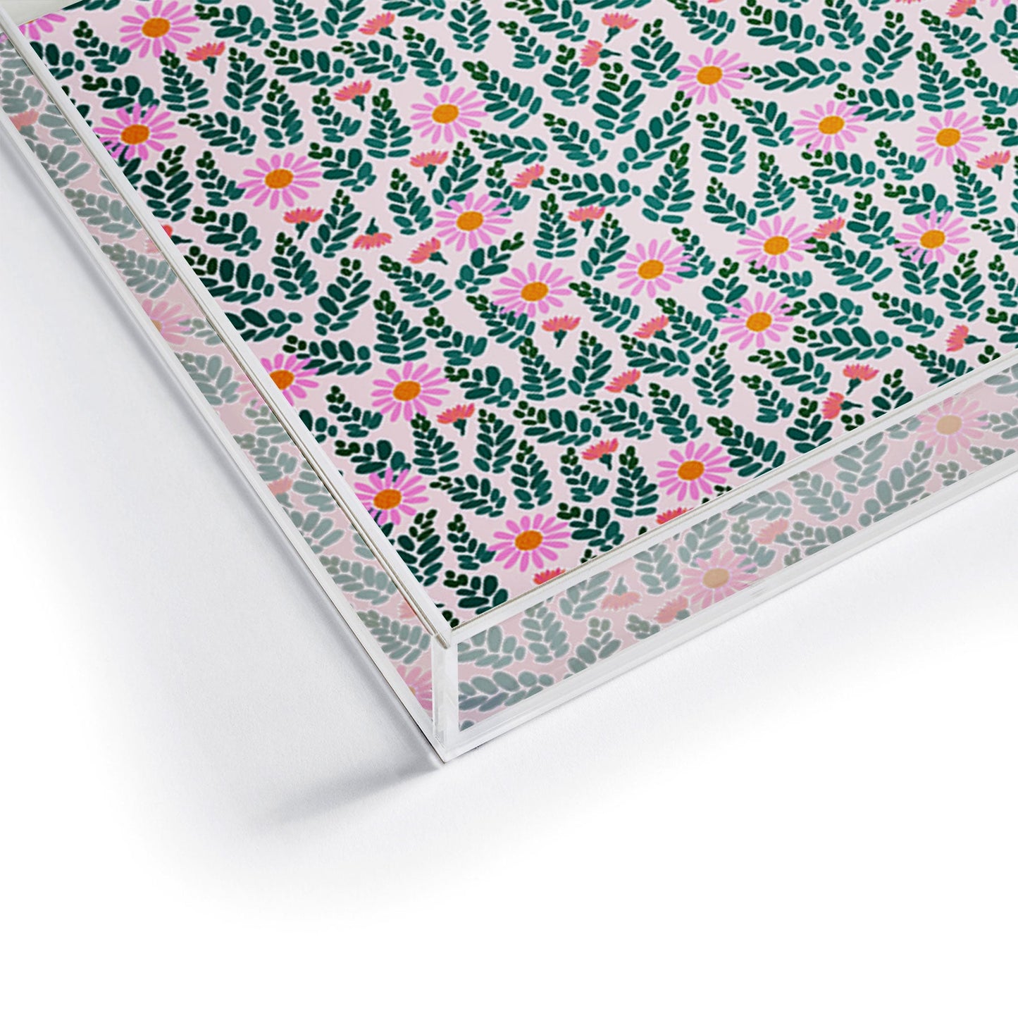 Hello Sayang Wild Daisies Pink Acrylic Tray