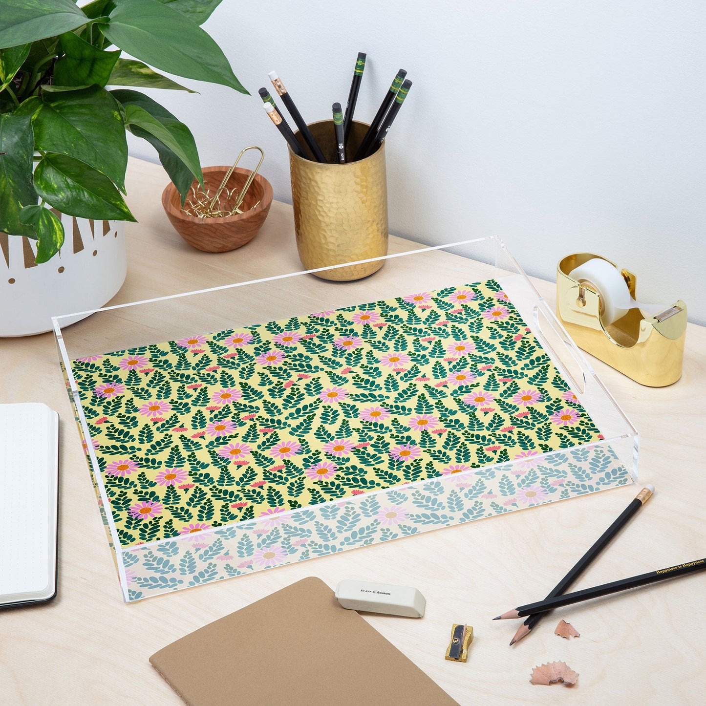 Hello Sayang Wild Daisies Yellow Acrylic Tray