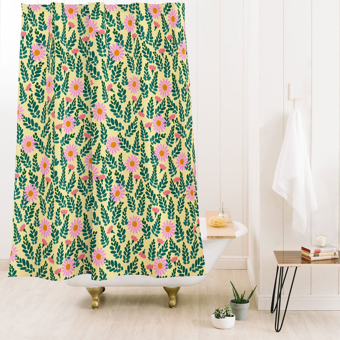 Hello Sayang Wild Daisies Yellow Shower Curtain