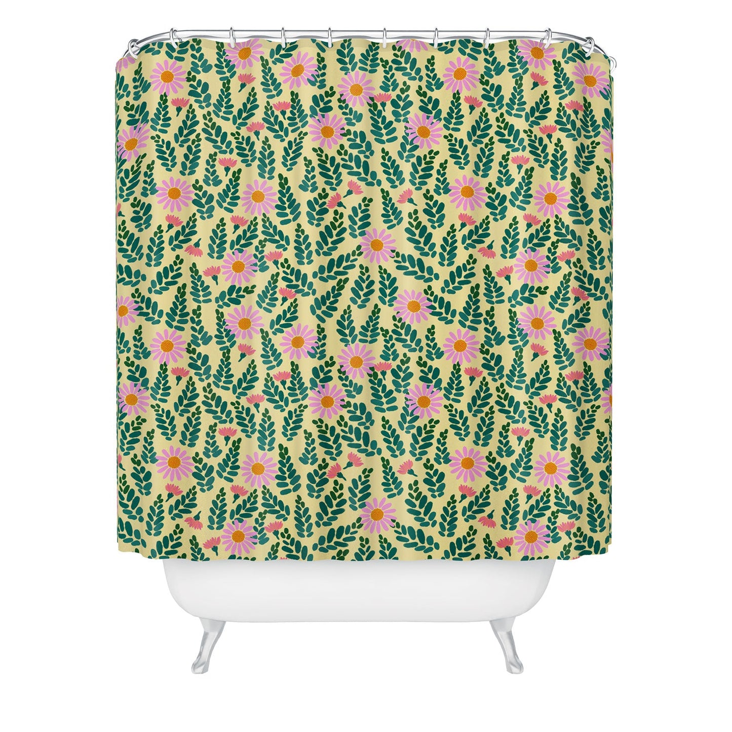 Hello Sayang Wild Daisies Yellow Shower Curtain