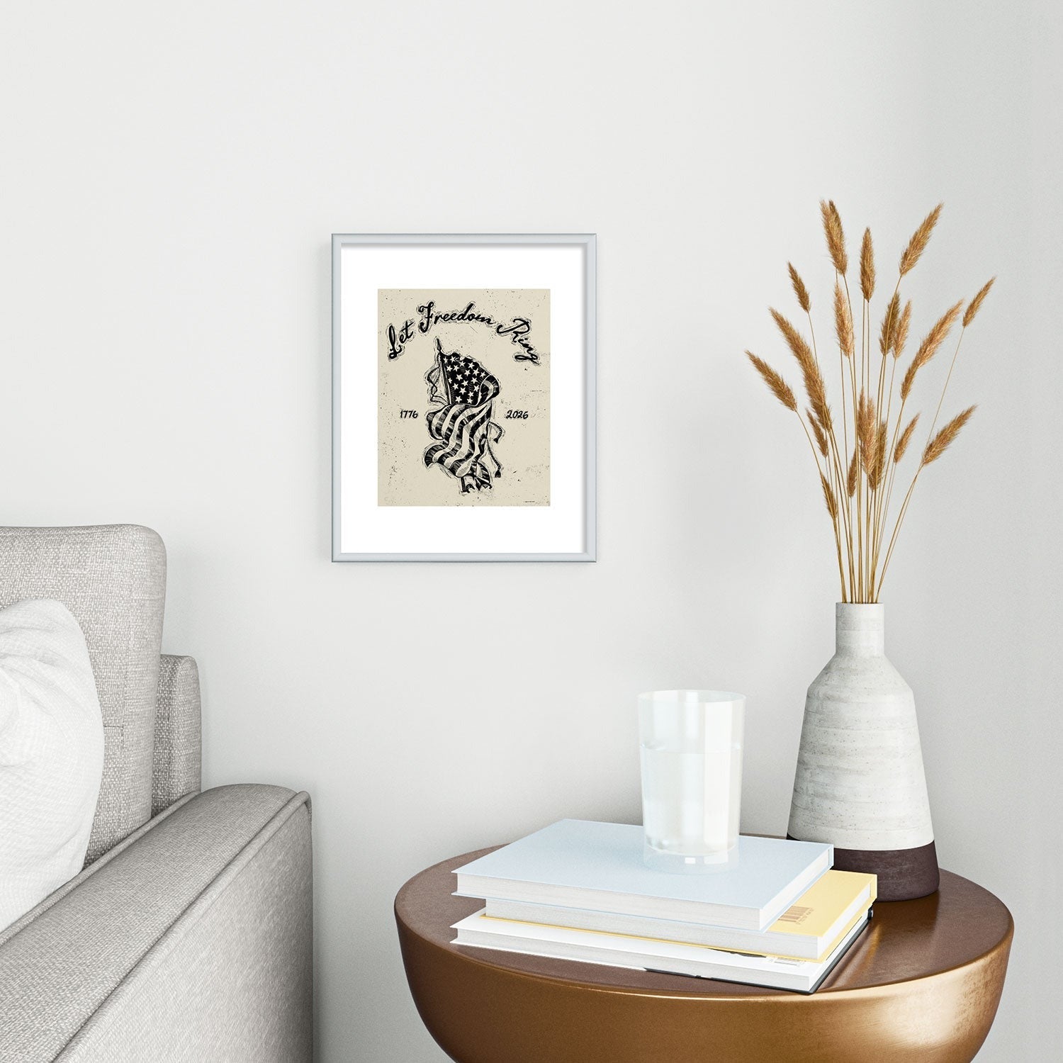DENY Designs Let Freedom Ring Block Metal Framed Art Print