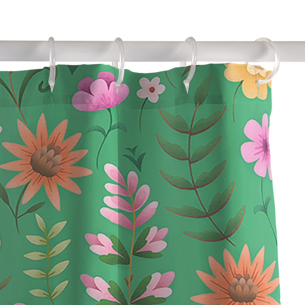 Pimlada Phuapradit Ditsy Spring Floral Green Shower Curtain