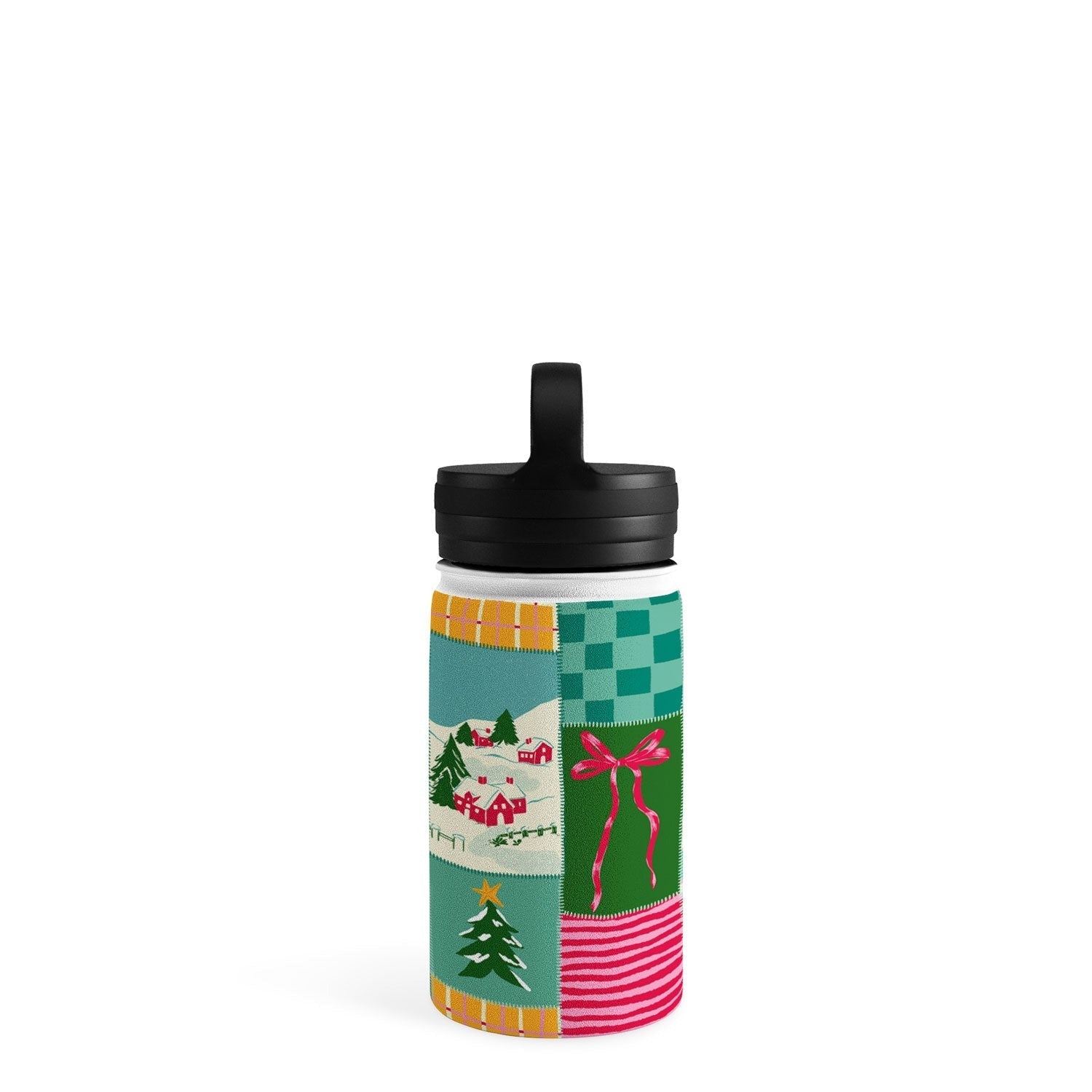 LouBruzzoni Cozy Christmas Patchwork Water Bottle