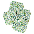 Ninola Design Botanic Retreat Loose Botanical Leaves Watercolor Green Coaster Set