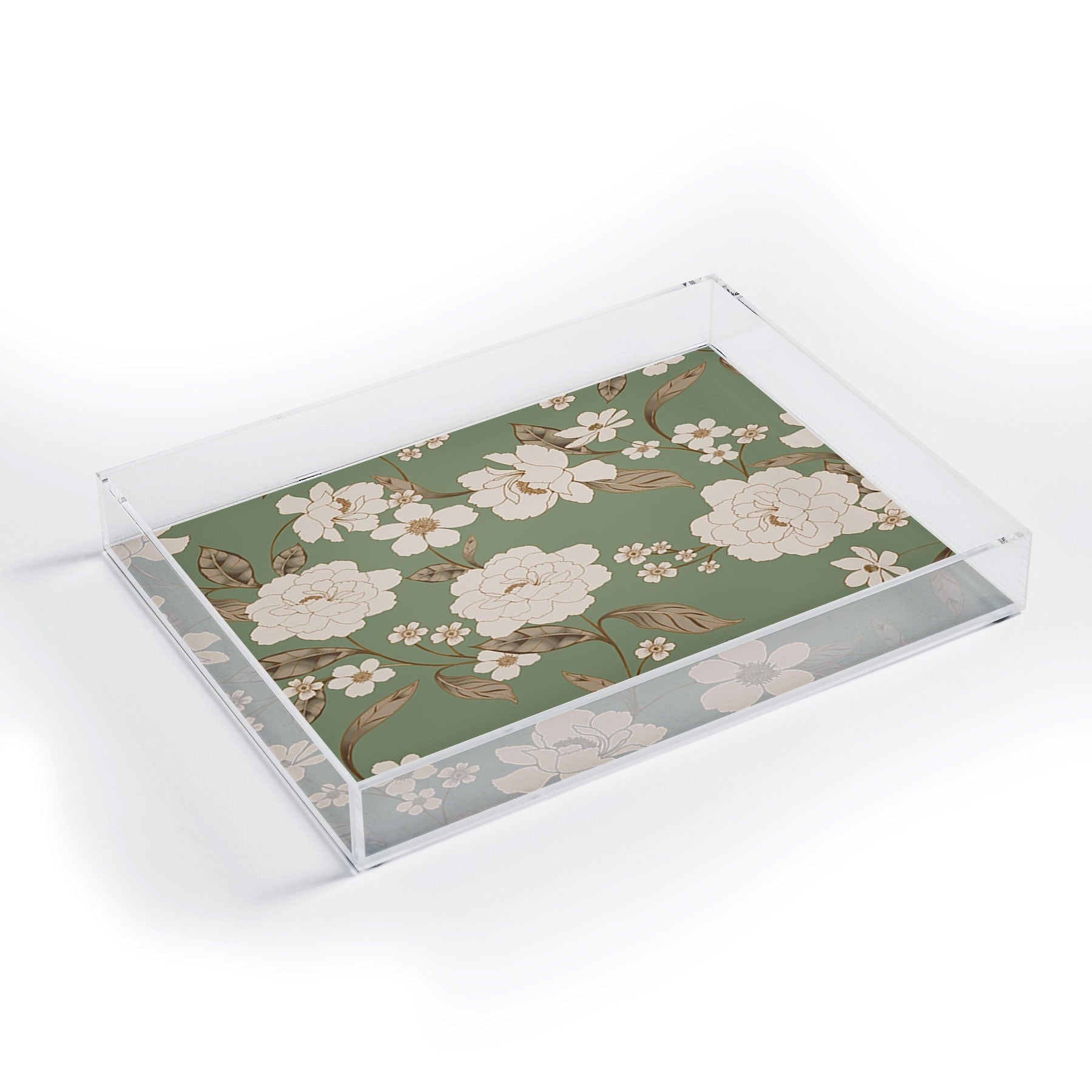Gabriela Fuente Olive Floral Roberta Acrylic Tray