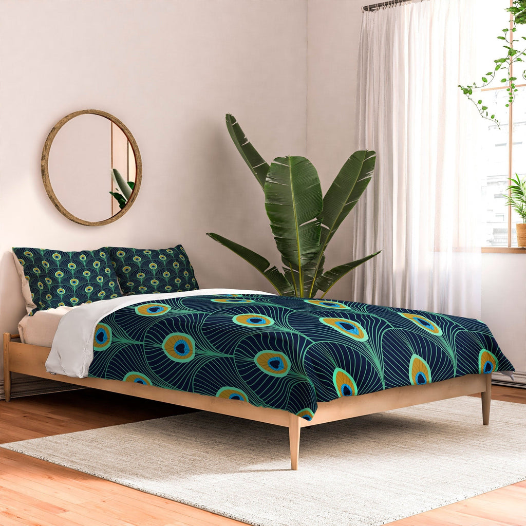 Design by Spark Peacock Deco Feathers Comforter
