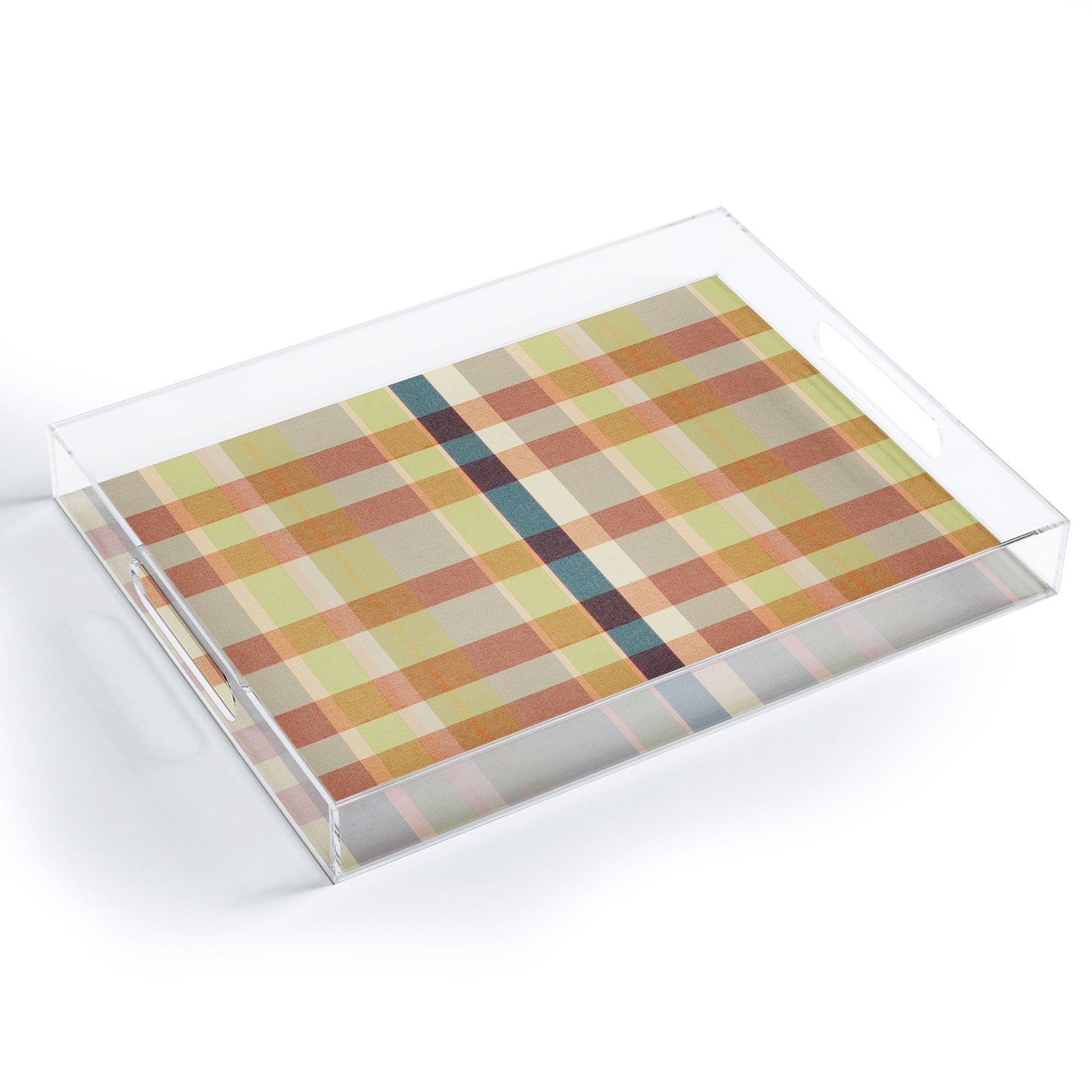 Marta Barragan Camarasa Retro Picnic Plaid Warm Tones Acrylic Tray