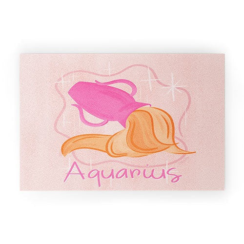 Little Om Zodiac Sign Aquarius Welcome Mat