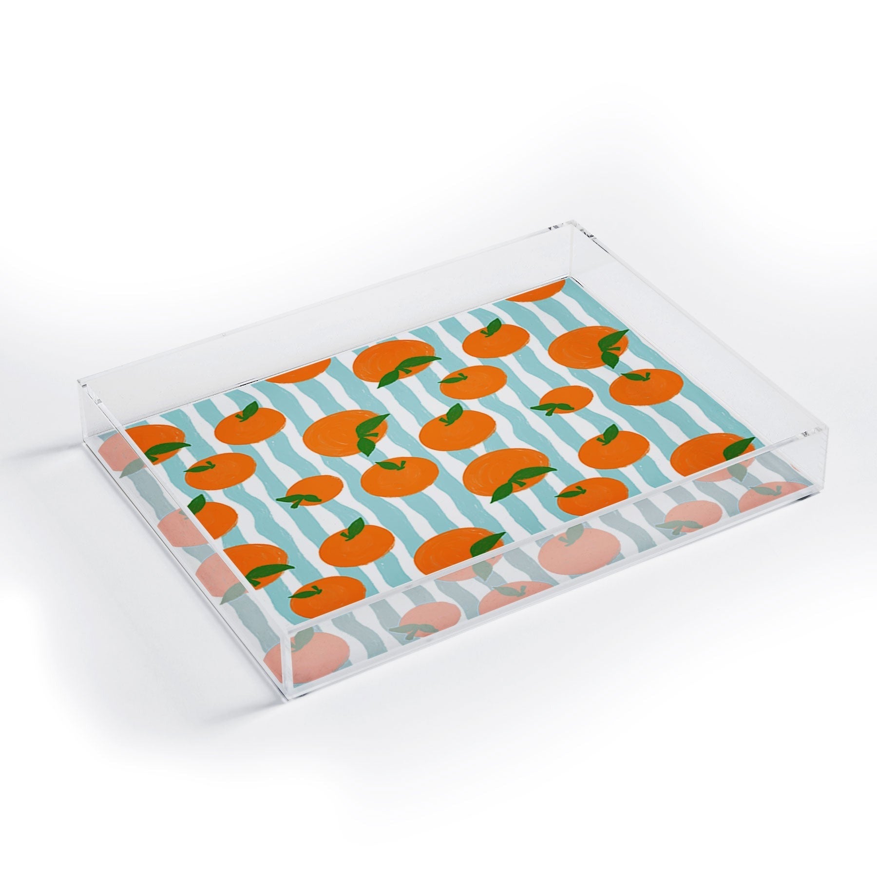 Design by Spark Zesty Oranges and Stripes Acrylic Tray