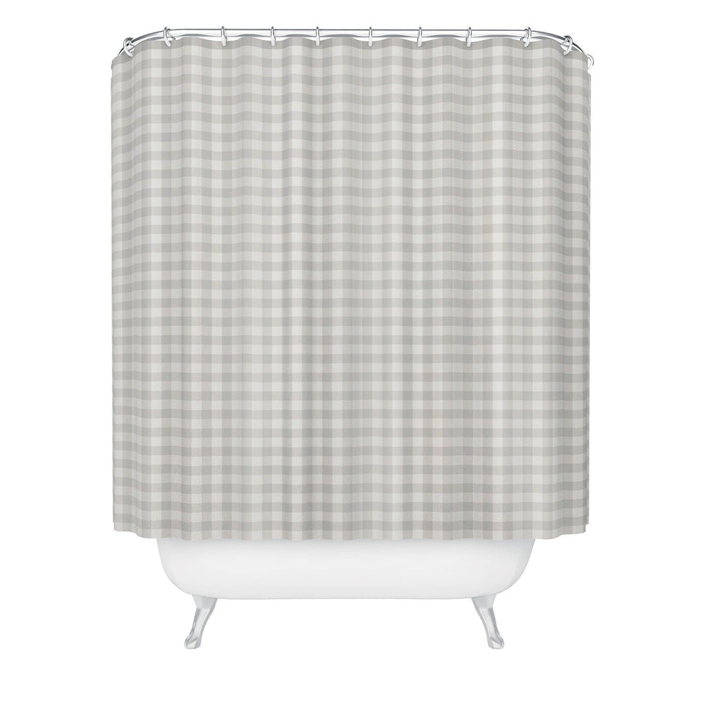 Colour Poems Gingham Plaid Pattern Cloud White Shower Curtain