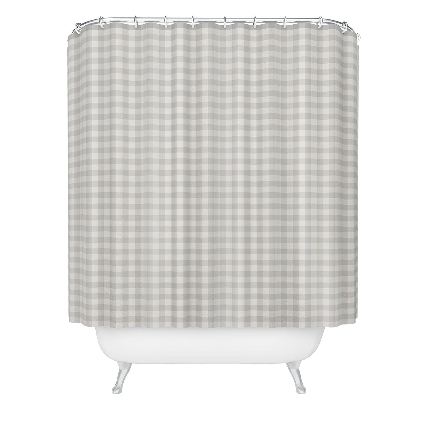 Colour Poems Gingham Plaid Pattern Cloud White Shower Curtain