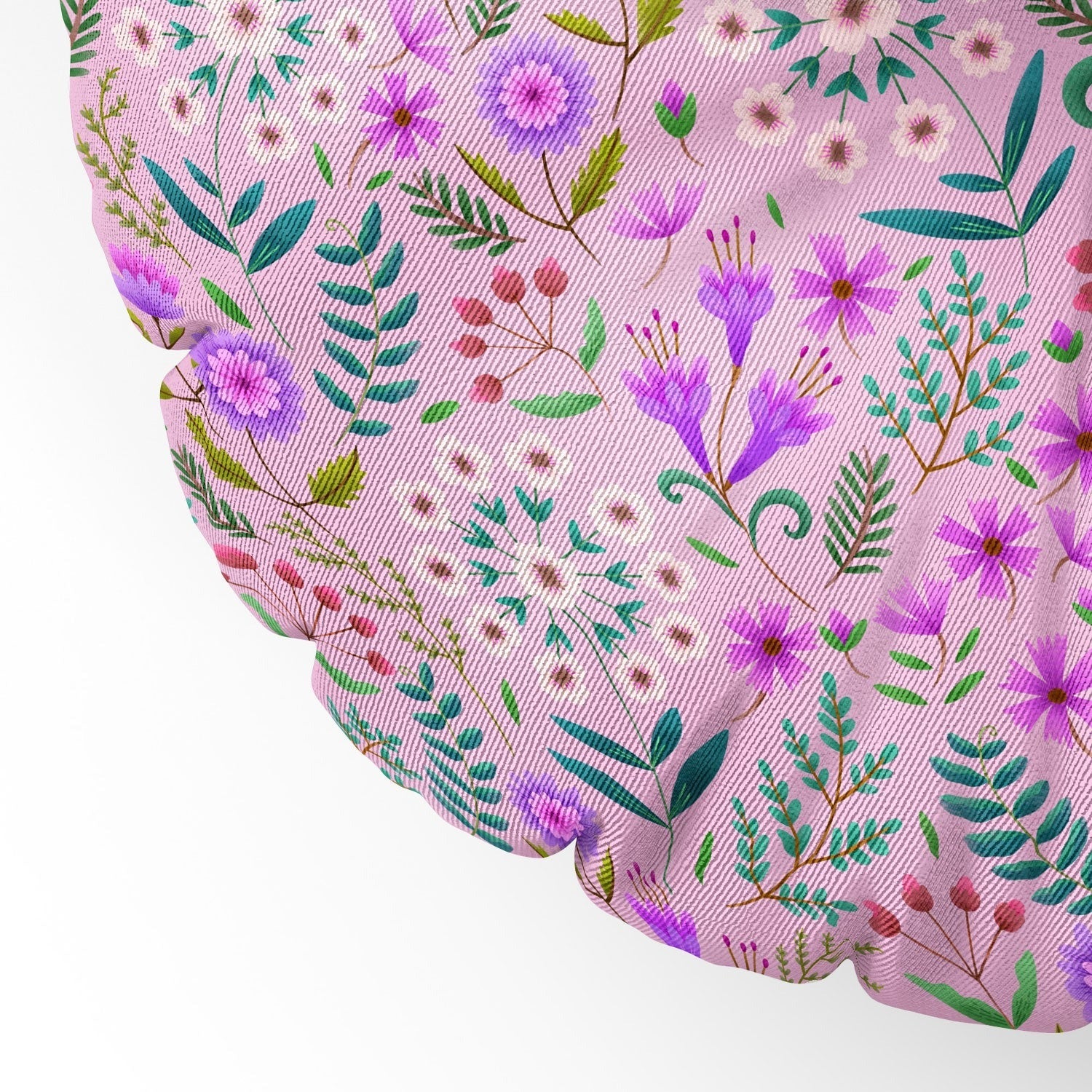 Pimlada Phuapradit Ditsy Purple Floral Half Drop Floor Pillow Round