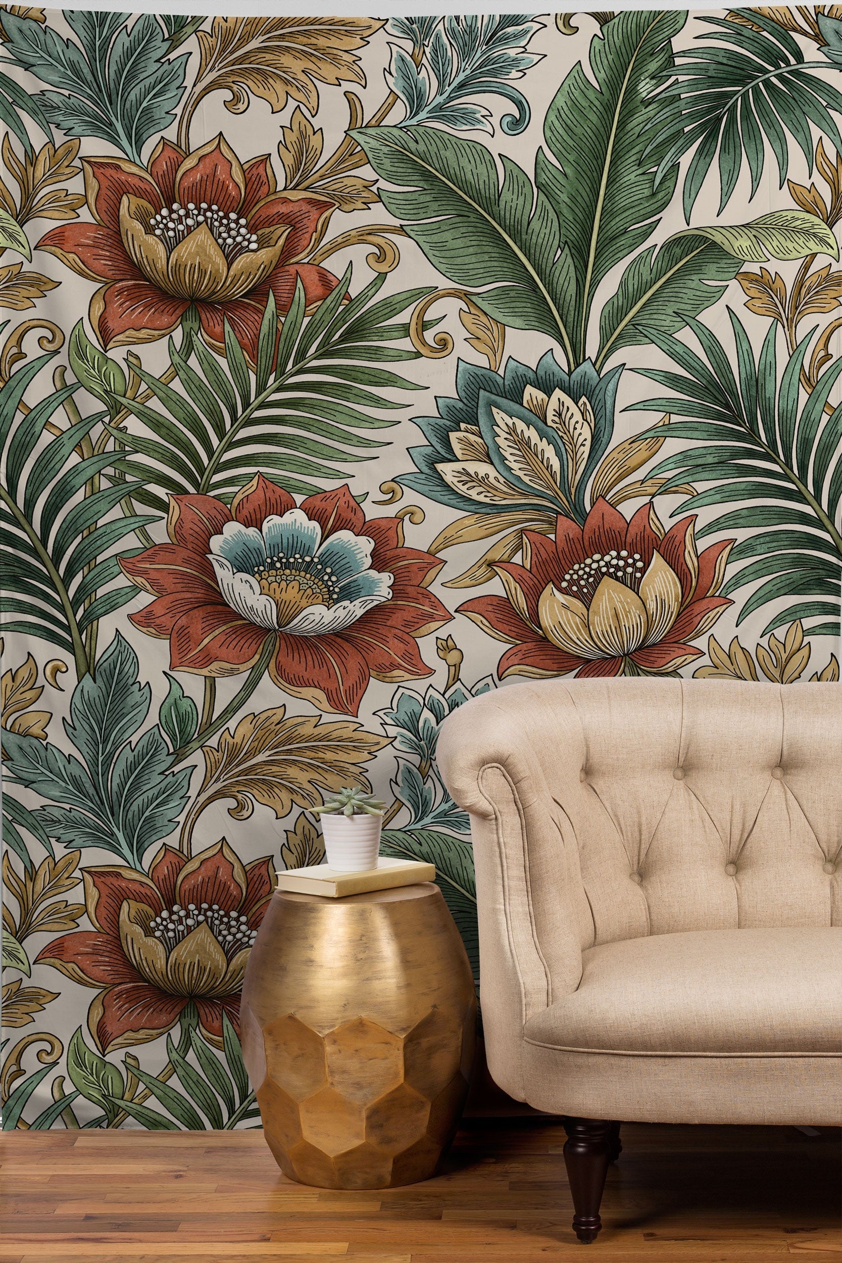 Marta Barragan Camarasa Retro Jungle Garden Tapestry