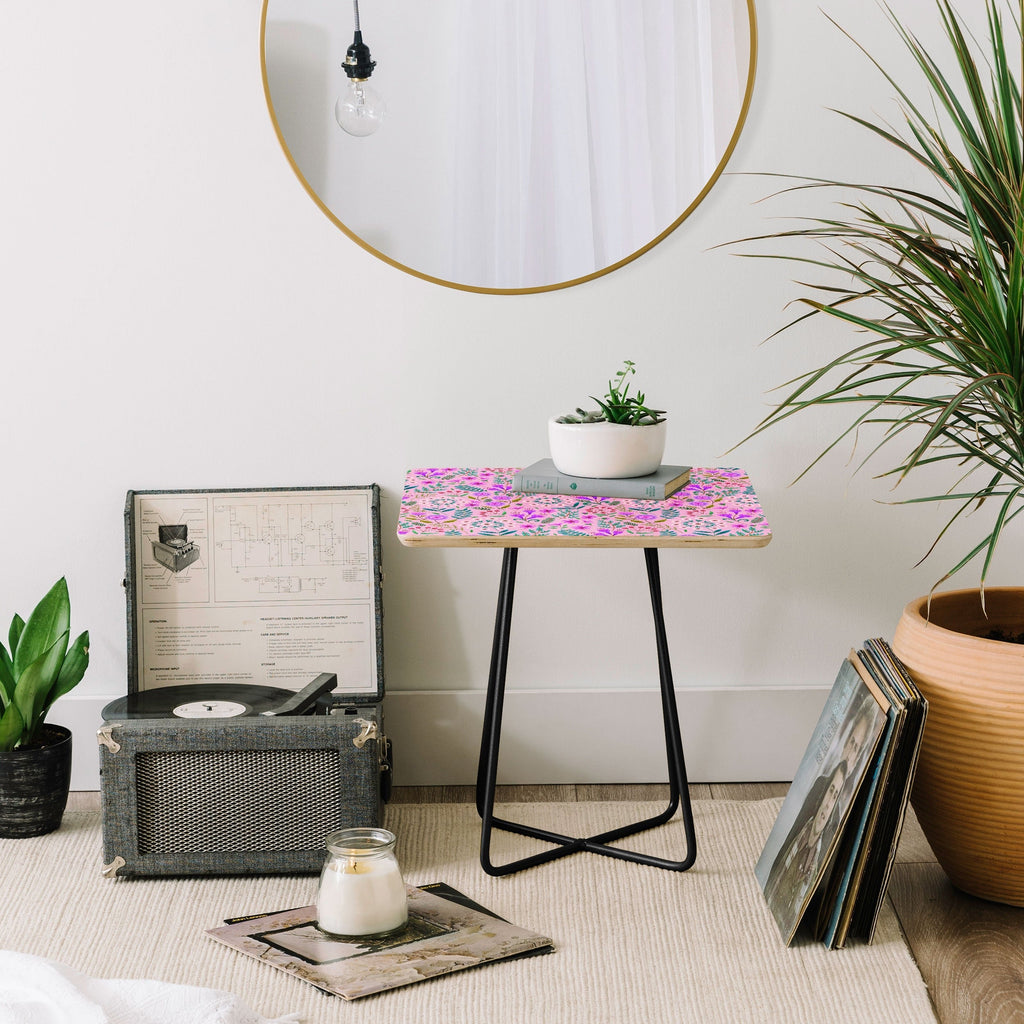 Pimlada Phuapradit Ditsy Purple Floral Half Drop Side Table