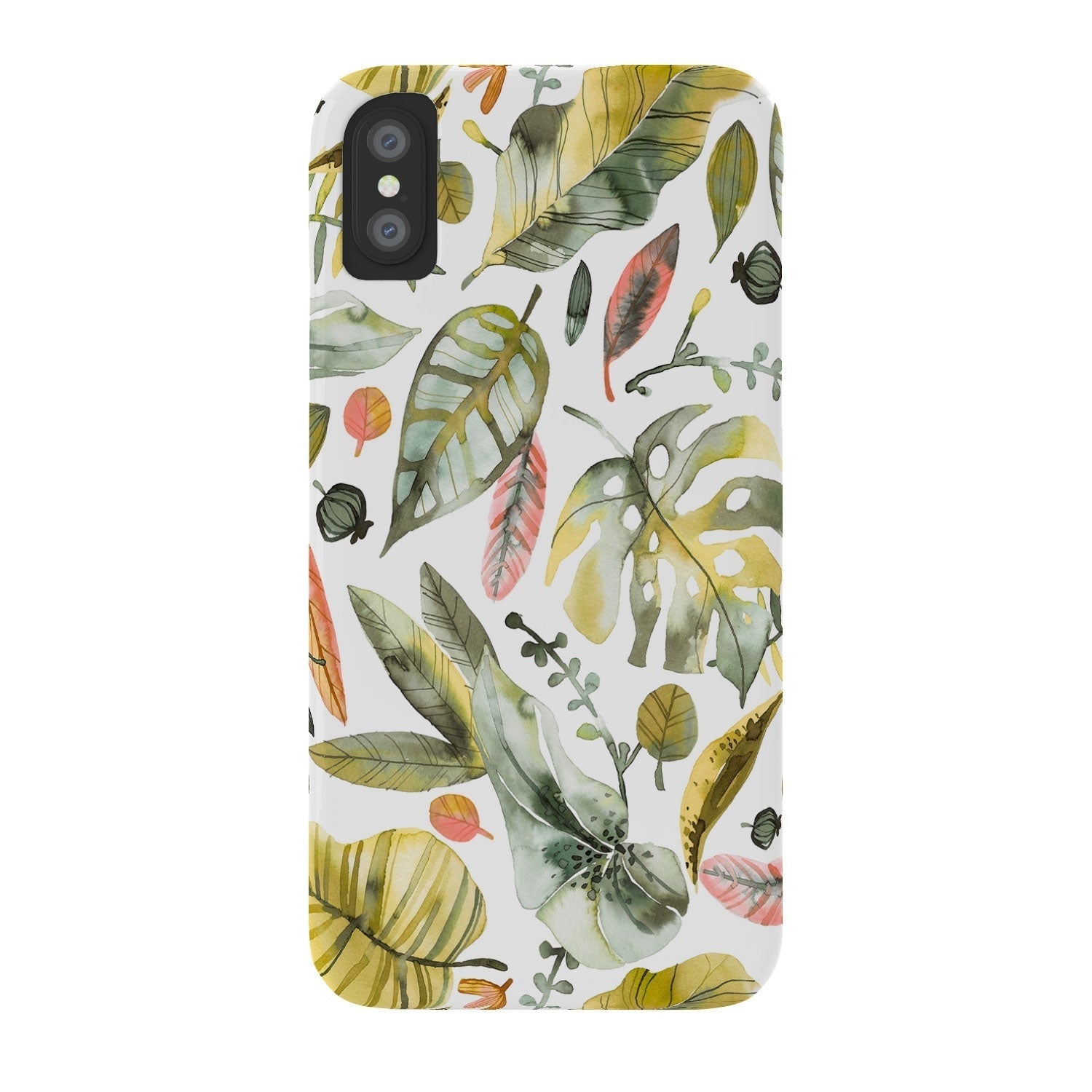 Ninola Design Botanic Retreat Tropical Jungle Leaves Botanical Green Orange Phone Case