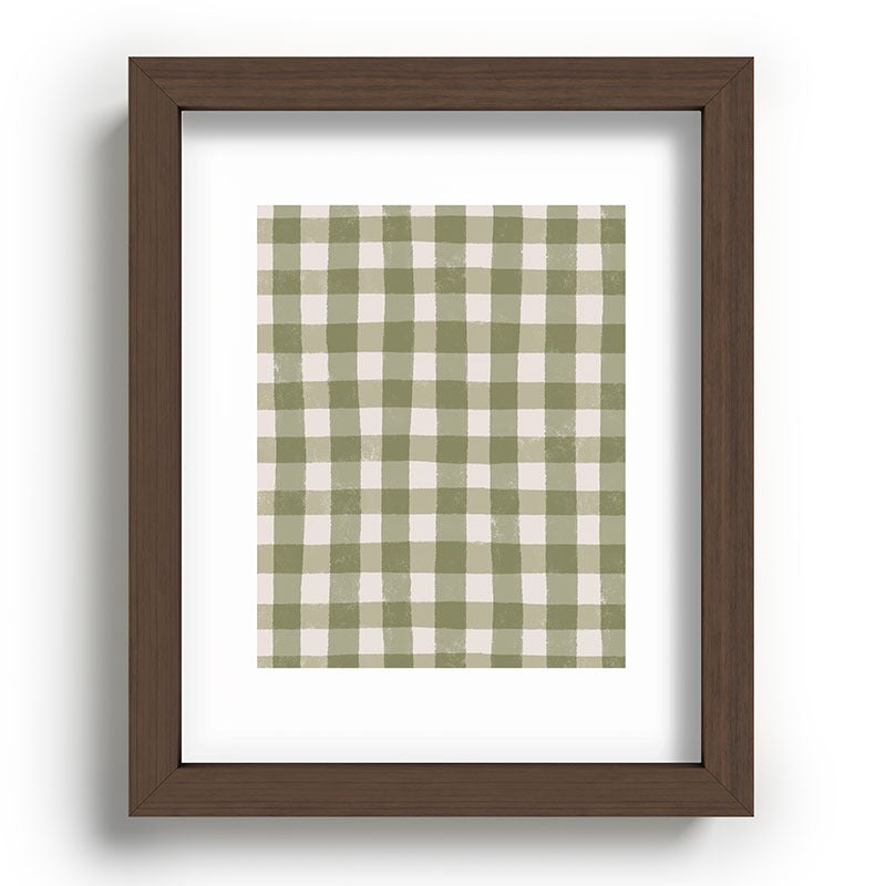 Menina Lisboa Rustic Green Plaid Recessed Framing Rectangle