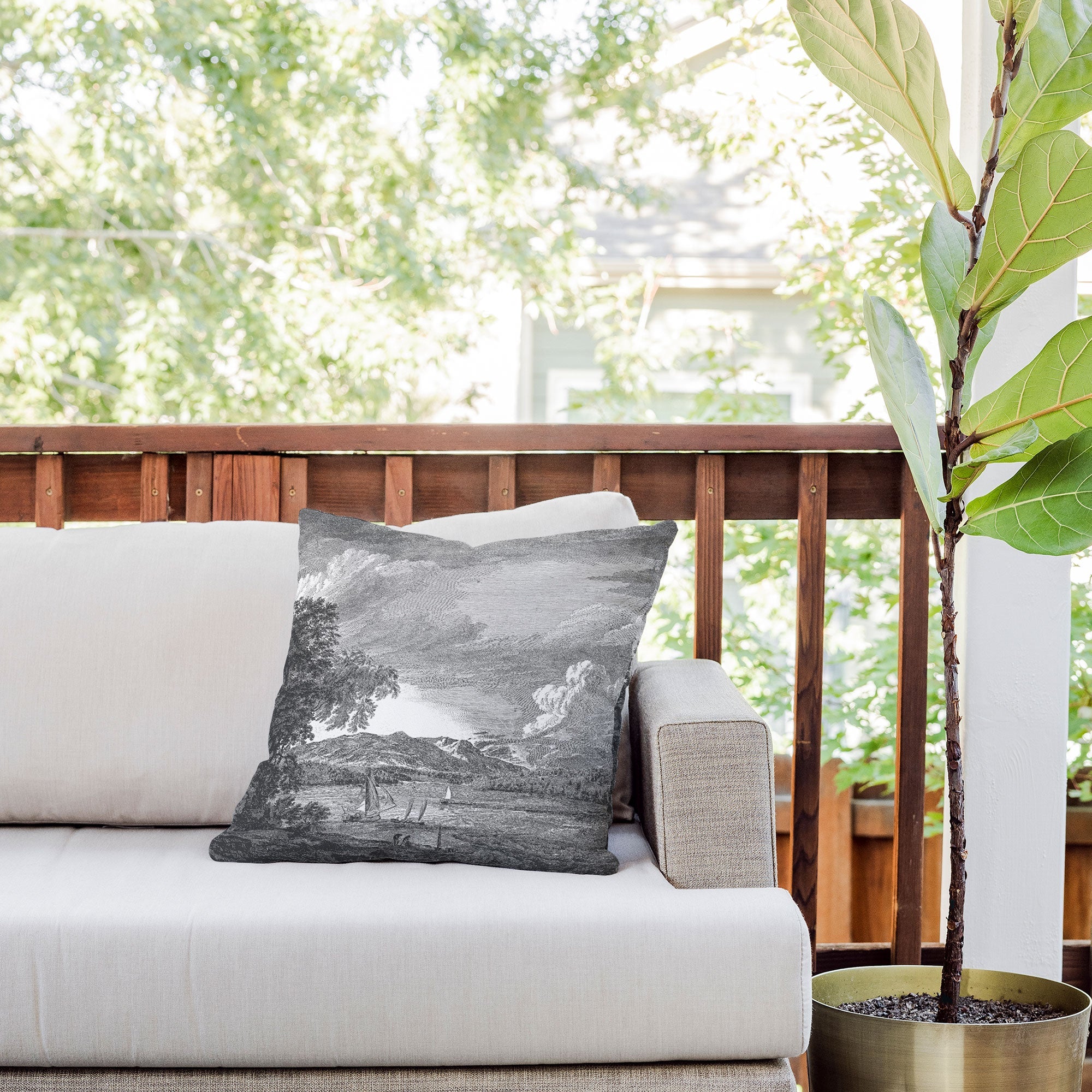 HMCraig Hudson River and Catskills Outdoor Throw Pillow