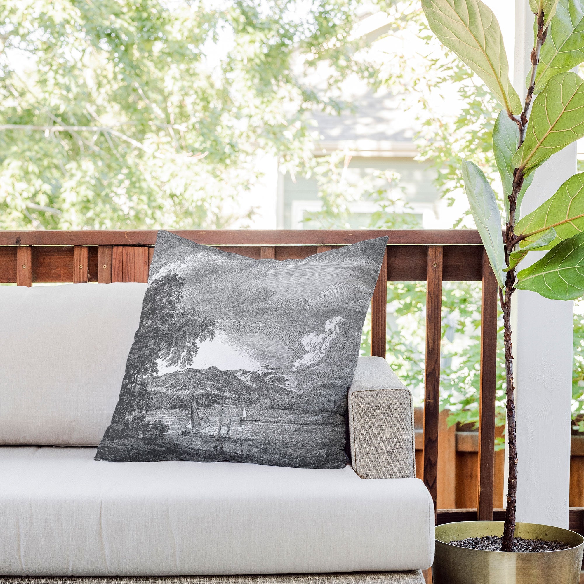 HMCraig Hudson River and Catskills Outdoor Throw Pillow