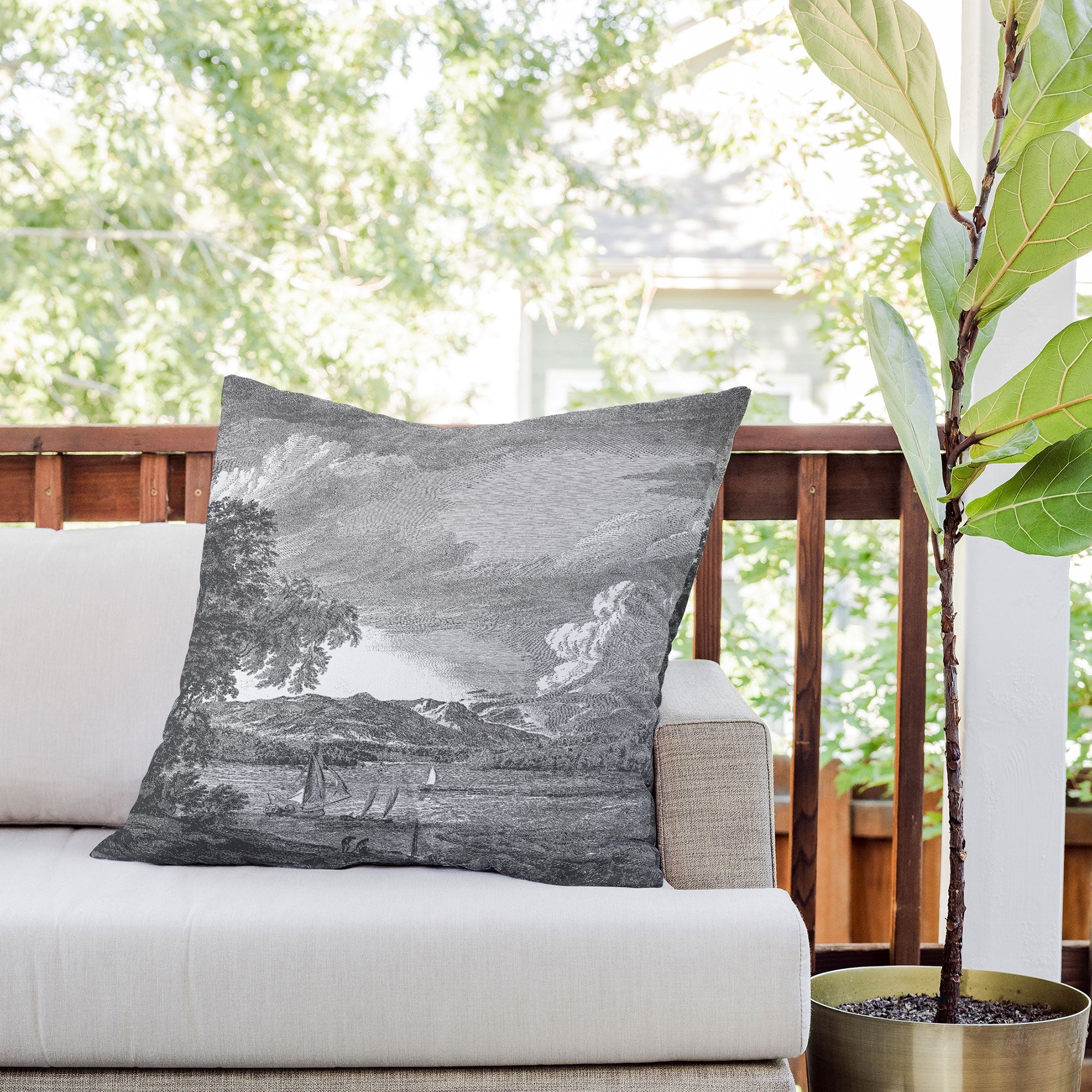 HMCraig Hudson River and Catskills Outdoor Throw Pillow