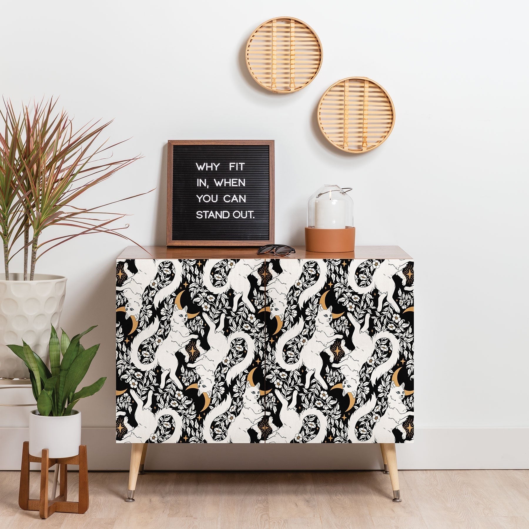 Avenie Celestial Cats Gold Credenza