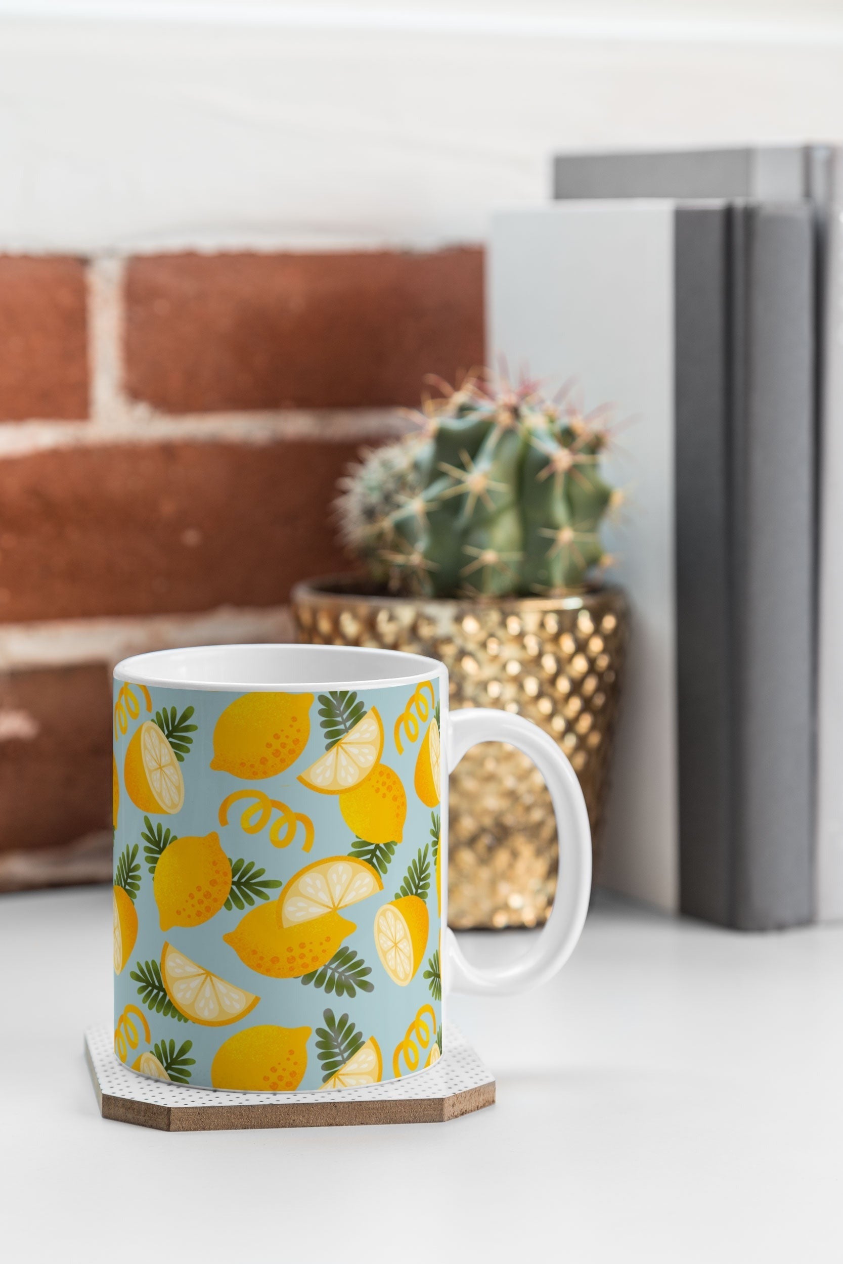 Jessica Molina Lemon Pattern on Sky Blue Coffee Mug