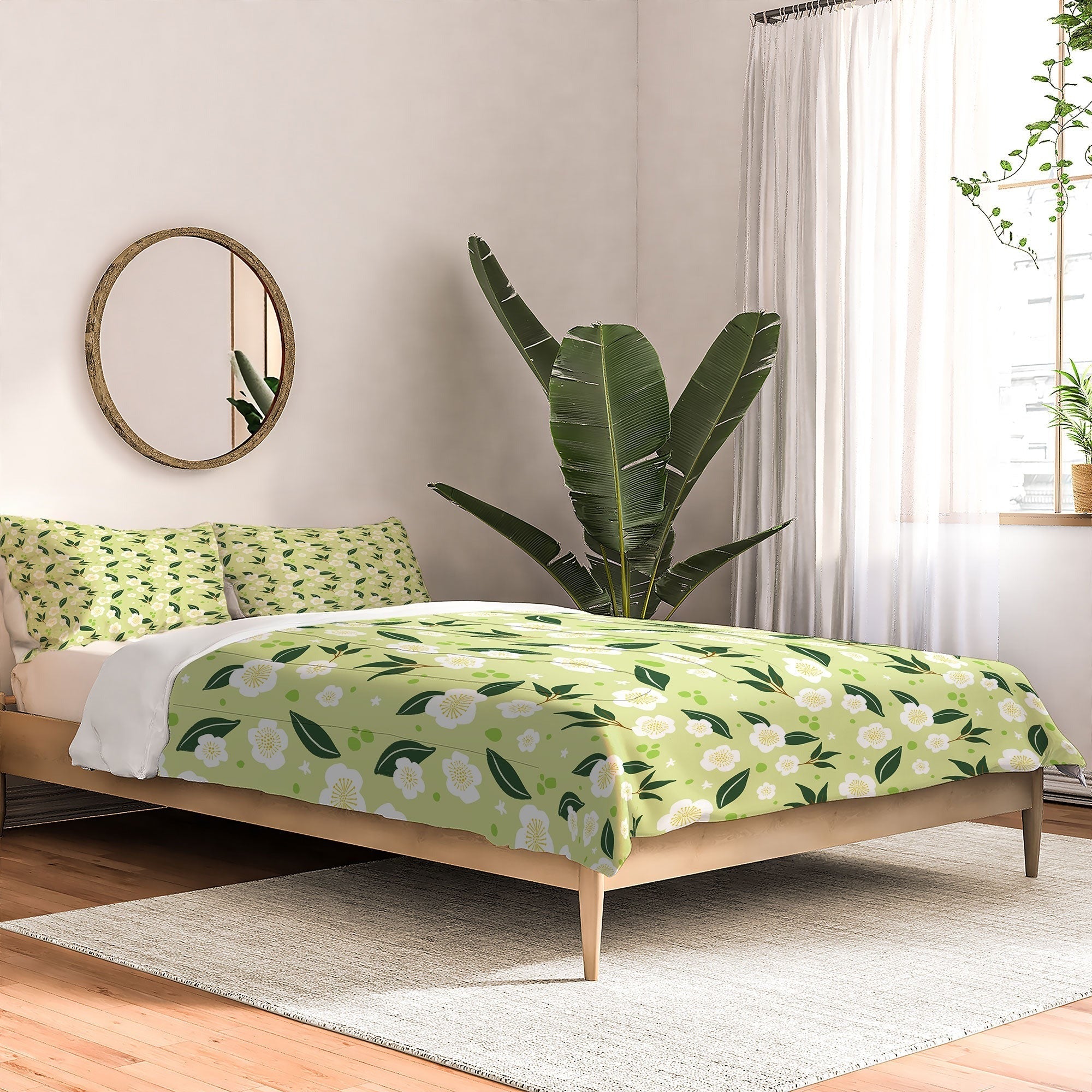 Design by Spark Matcha Tea Florals Comforter