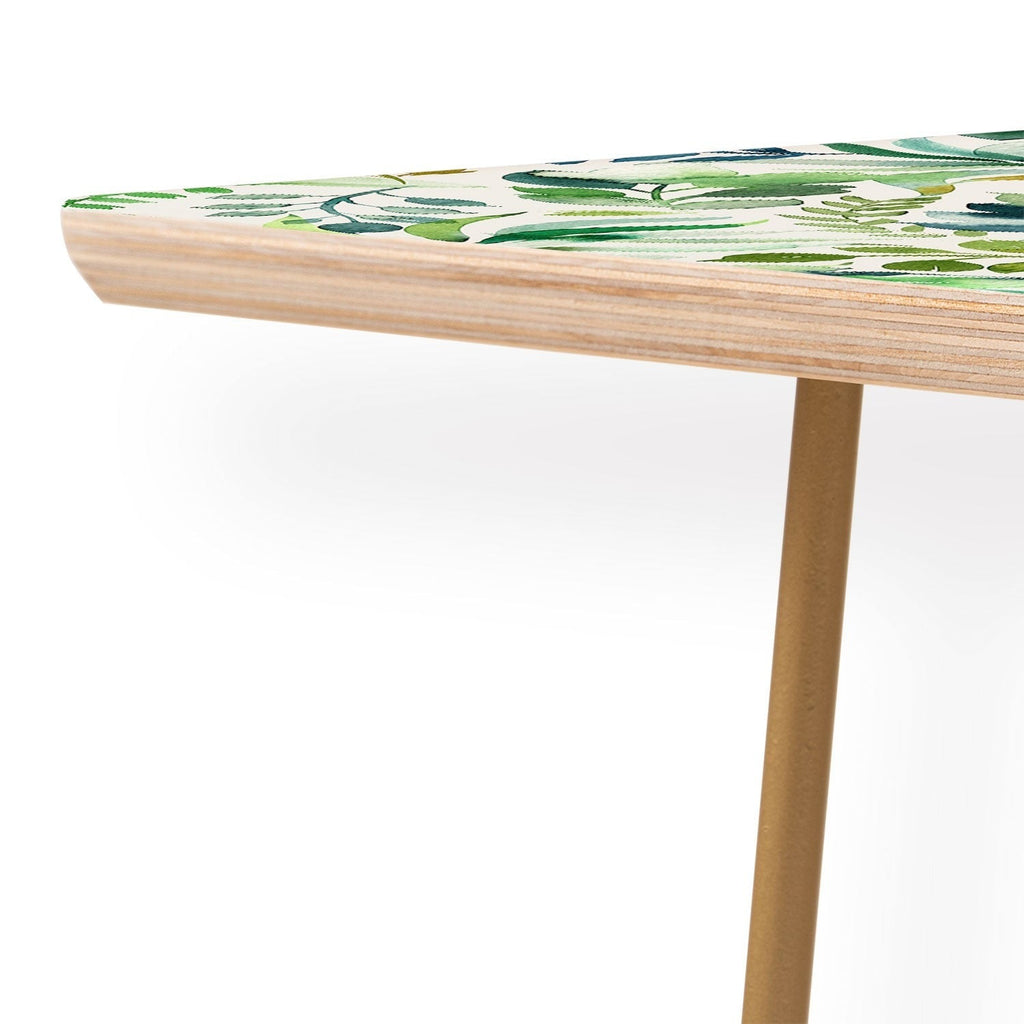 Ninola Design Botanic Retreat Loose Botanical Leaves Watercolor Green Coffee Table