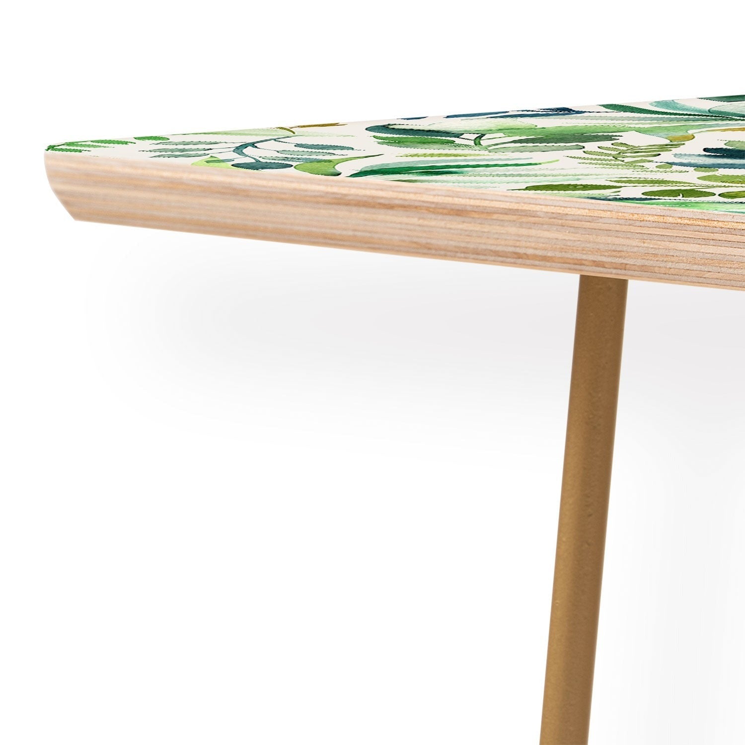 Ninola Design Botanic Retreat Loose Botanical Leaves Watercolor Green Coffee Table
