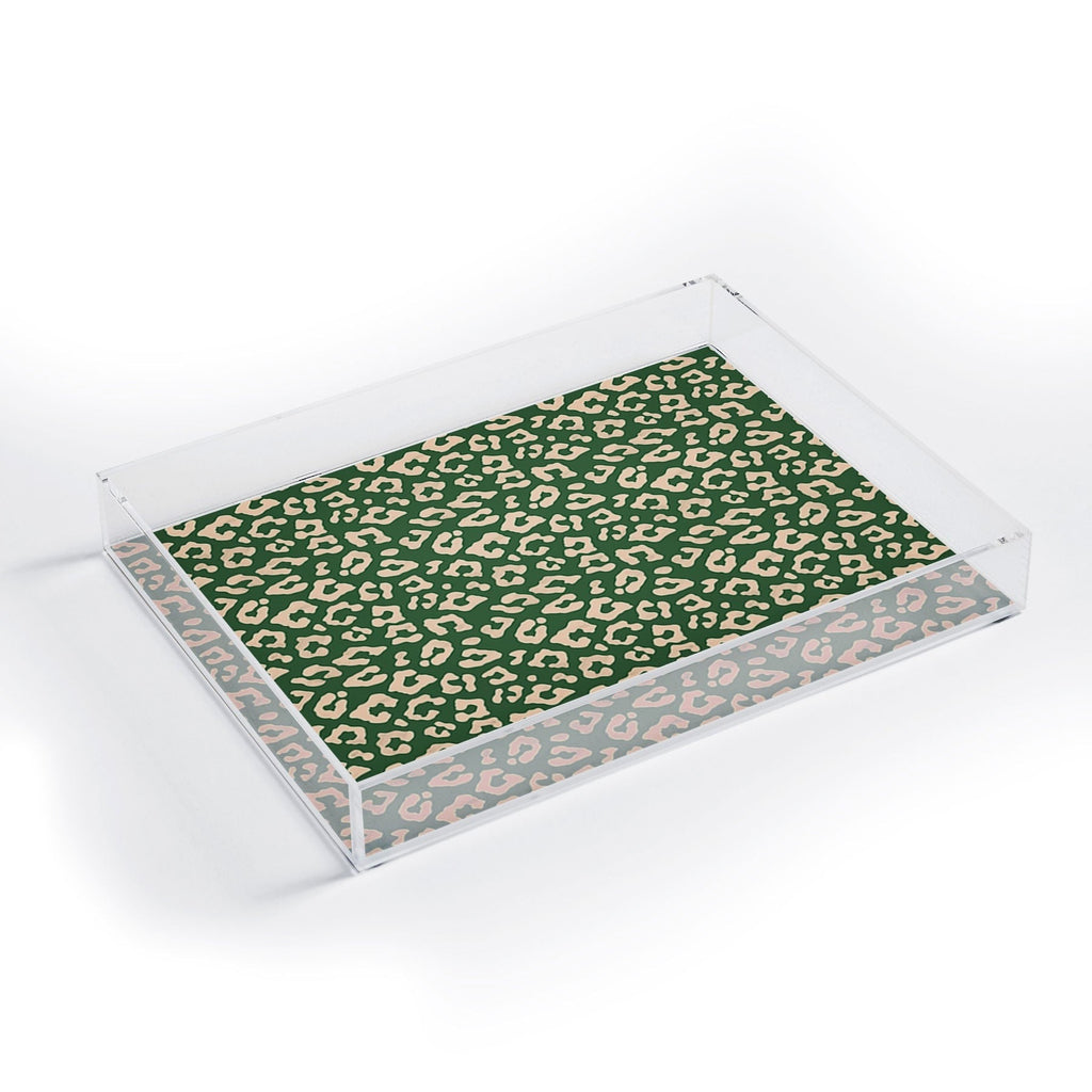 Avenie BR Cheetah Print In Green Acrylic Tray