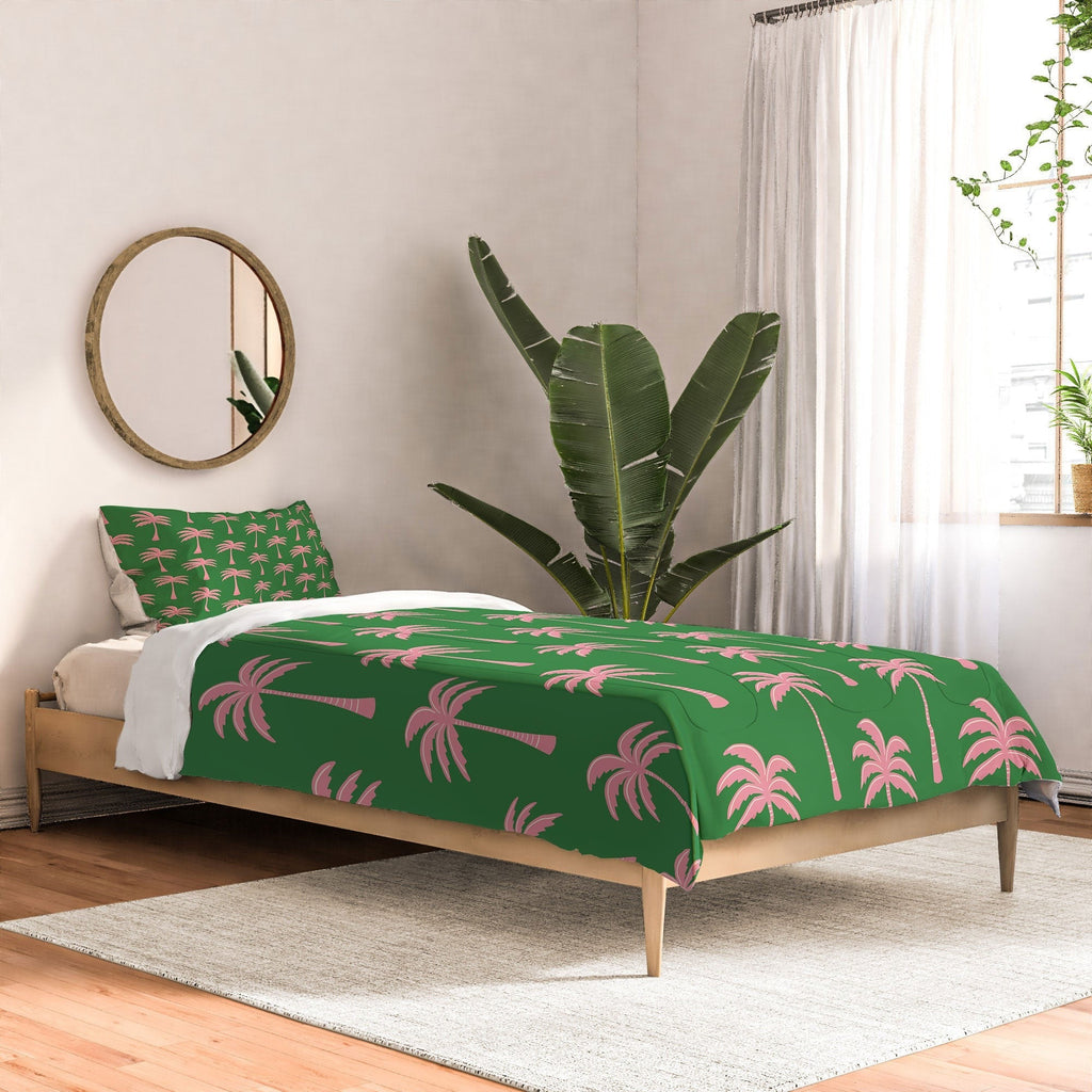 Design by Spark Pink Palm Tree Oasis Comforter