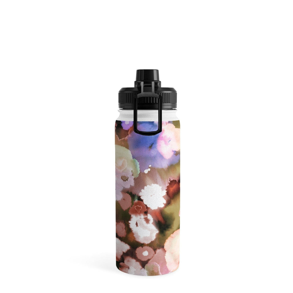 Ninola Design Botanic Retreat Ombre Abstract Watercolor Flowers Pink gold Water Bottle