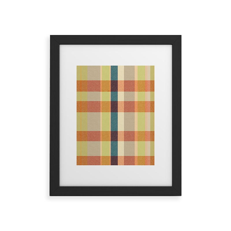 Marta Barragan Camarasa Retro Picnic Plaid Warm Tones Framed Art Print