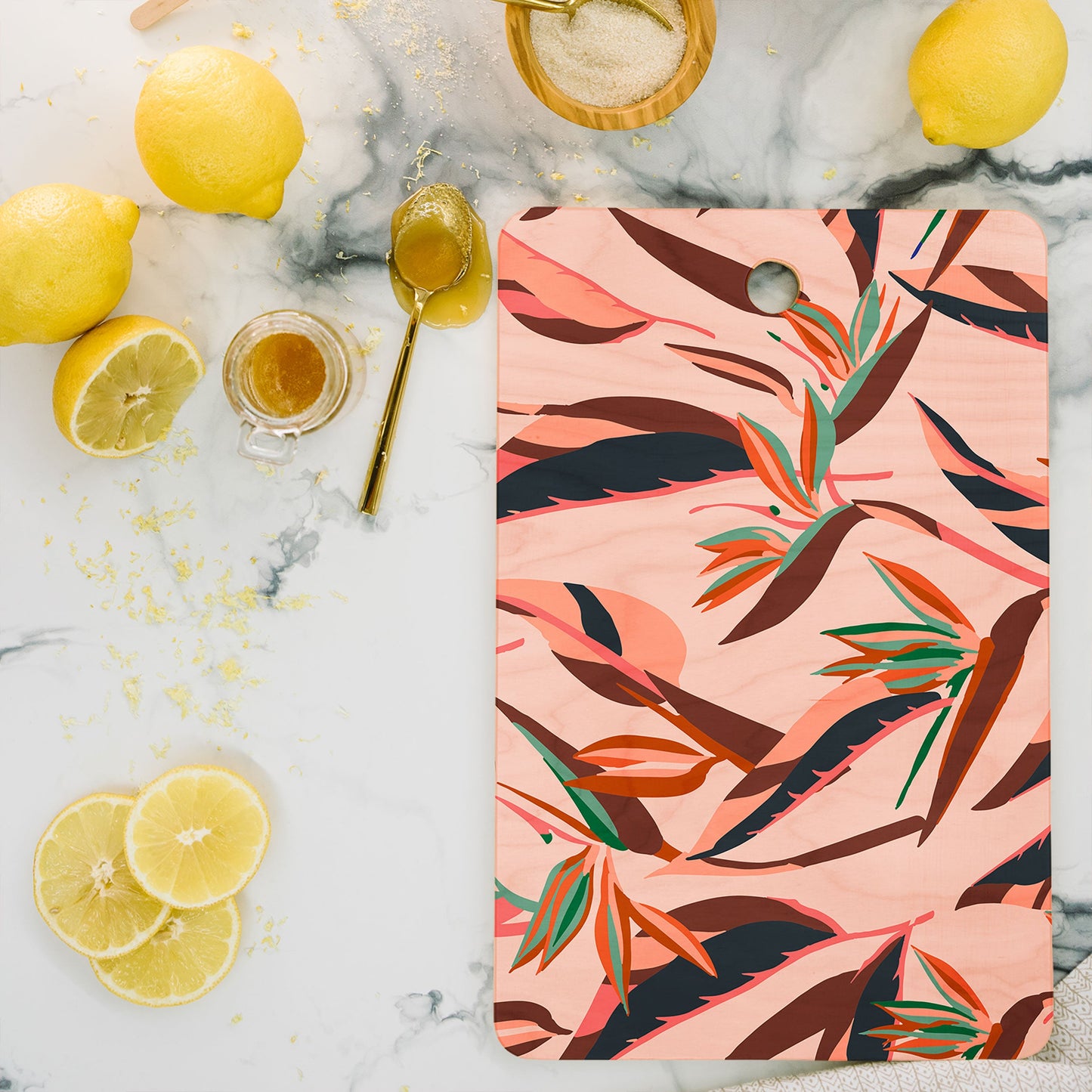 Holli Zollinger ANTHOLOGY OF PATTERN ELLE BIRD OF PARADISE PINK Cutting Board Rectangle