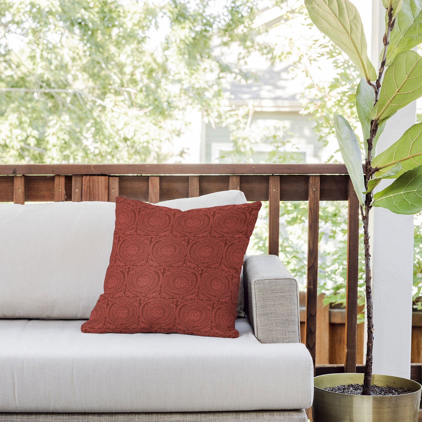 Holli Zollinger ANTHOLOGY OF PATTERN ELLE SUNDIAL MAROON Outdoor Throw Pillow