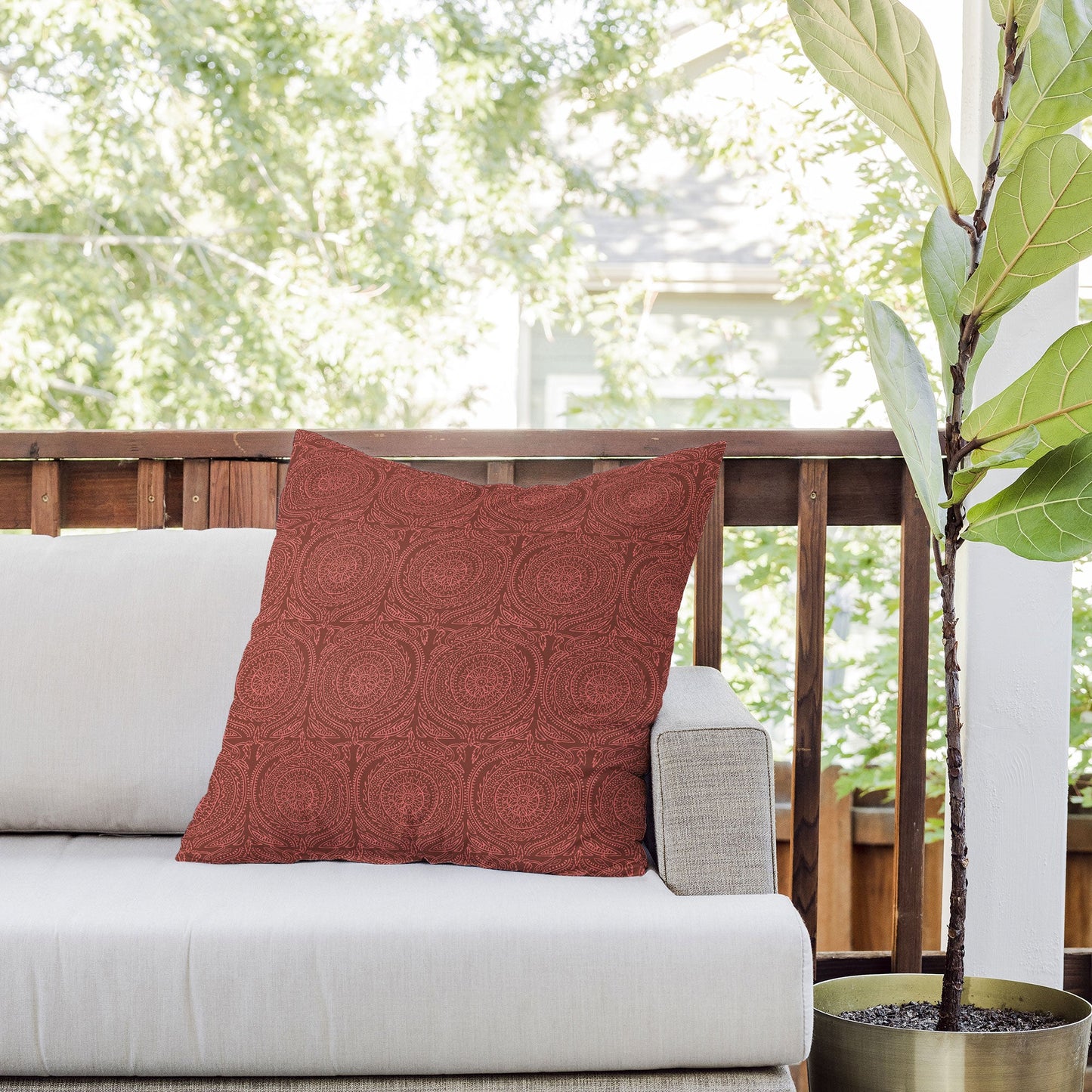 Holli Zollinger ANTHOLOGY OF PATTERN ELLE SUNDIAL MAROON Outdoor Throw Pillow