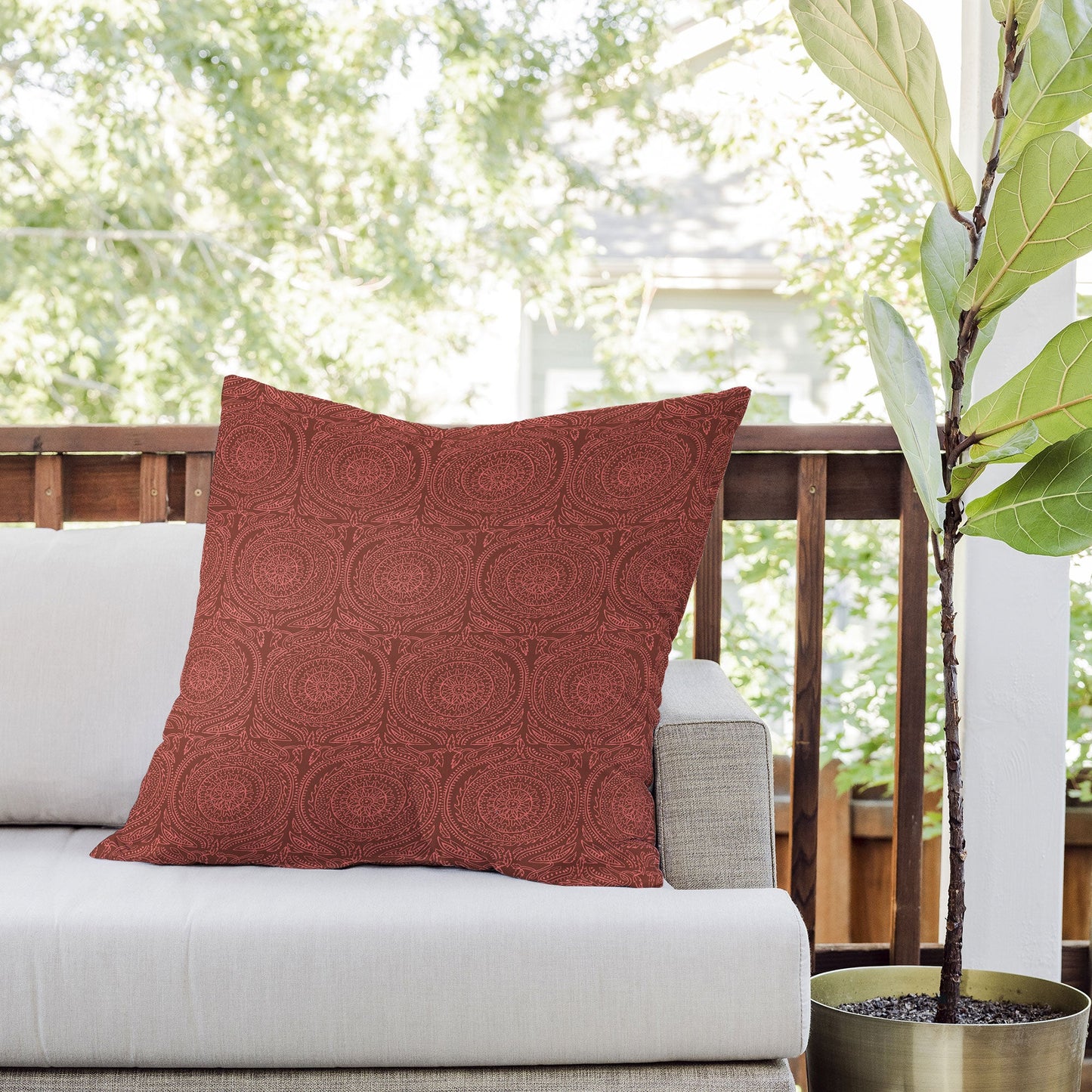 Holli Zollinger ANTHOLOGY OF PATTERN ELLE SUNDIAL MAROON Outdoor Throw Pillow