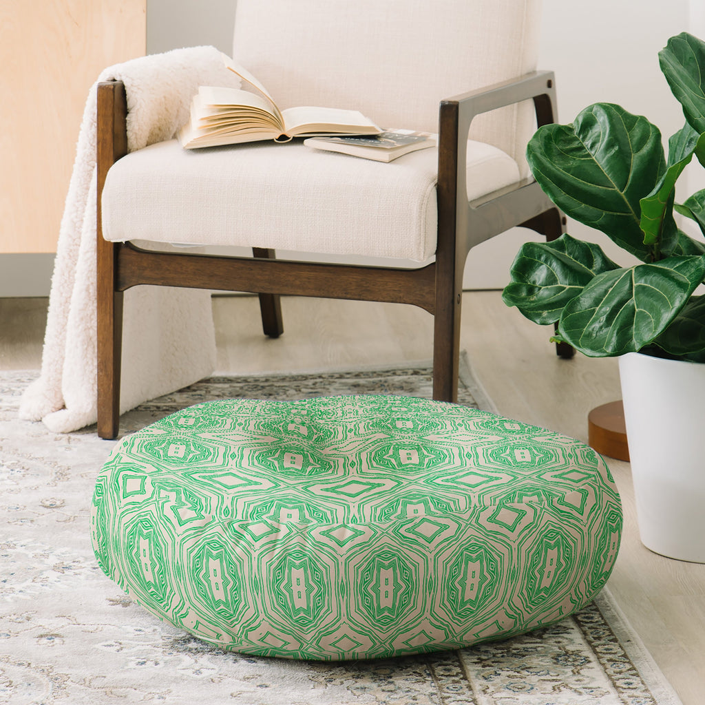 Holli Zollinger ANTHOLOGY OF PATTERN SEVILLE MARBLE GREEN Floor Pillow Round