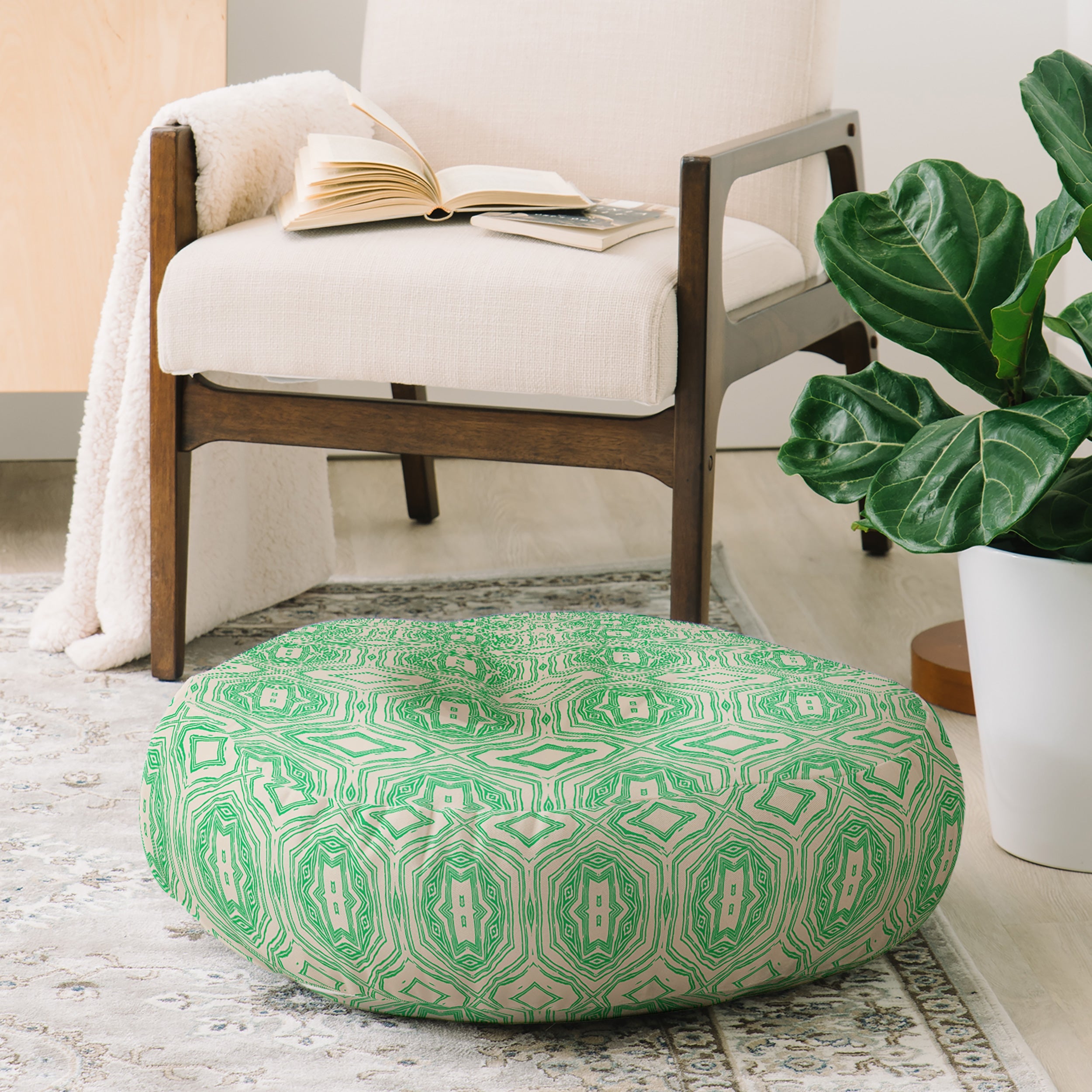 Holli Zollinger ANTHOLOGY OF PATTERN SEVILLE MARBLE GREEN Floor Pillow Round
