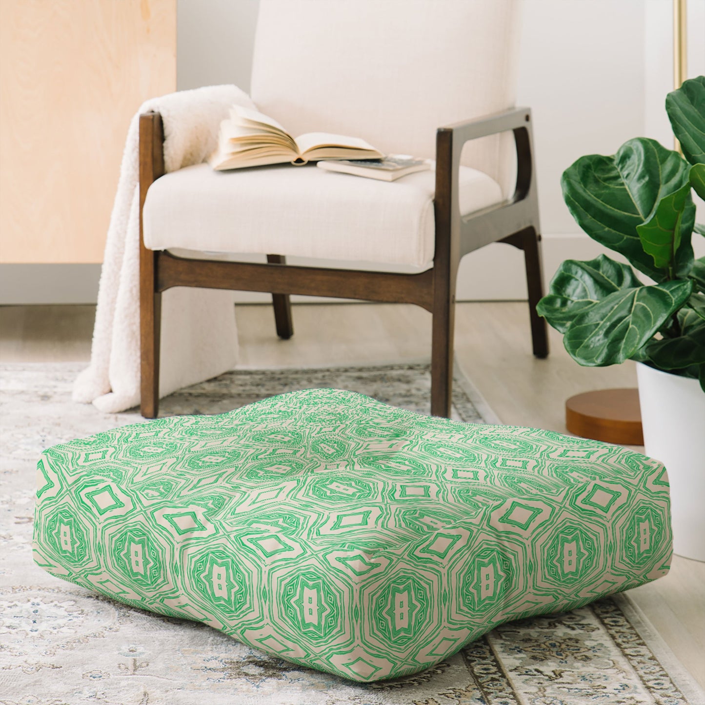 Holli Zollinger ANTHOLOGY OF PATTERN SEVILLE MARBLE GREEN Floor Pillow Square