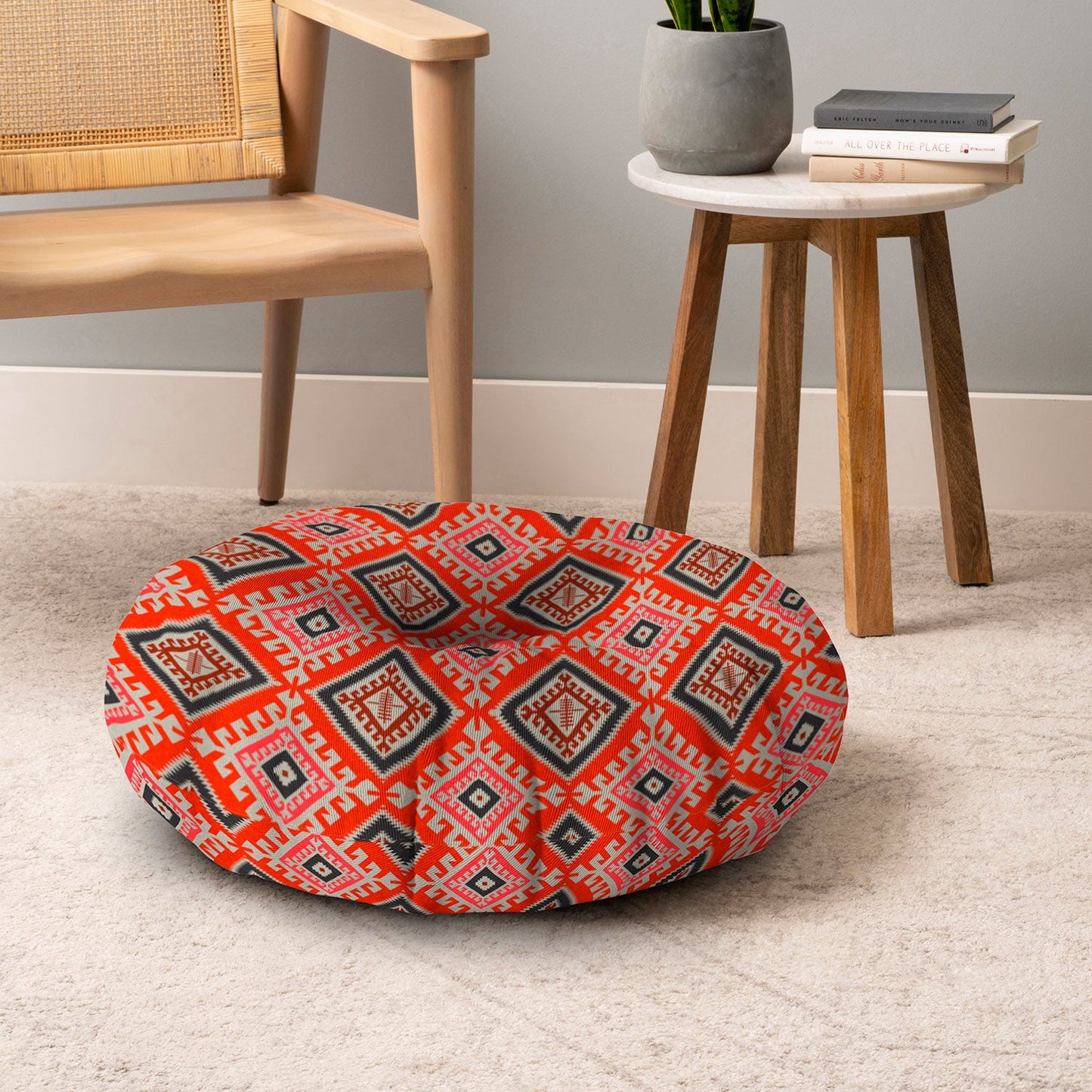 Holli Zollinger Bohemian Farmhouse Geo Floor Pillow Round