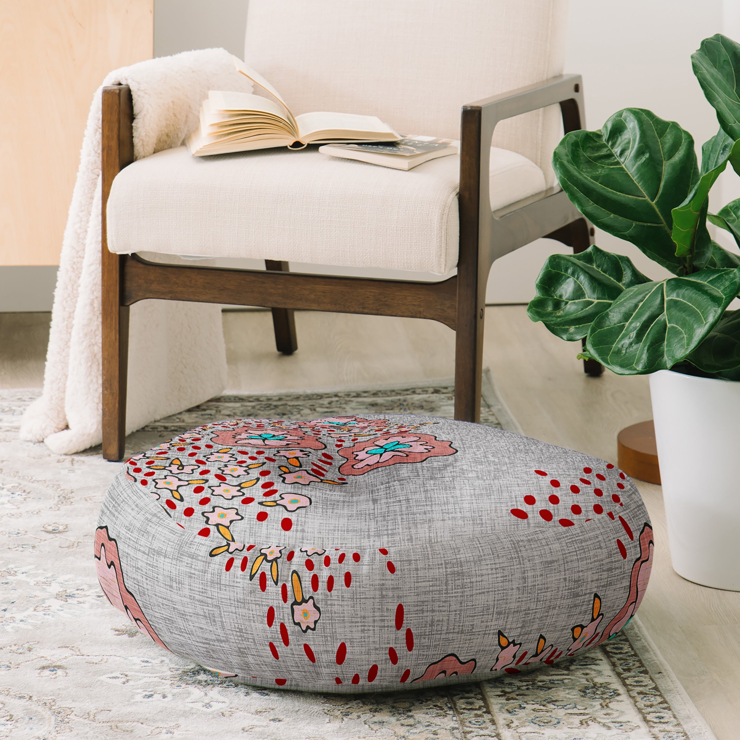 Holli Zollinger Boho Light Floral Floor Pillow Round