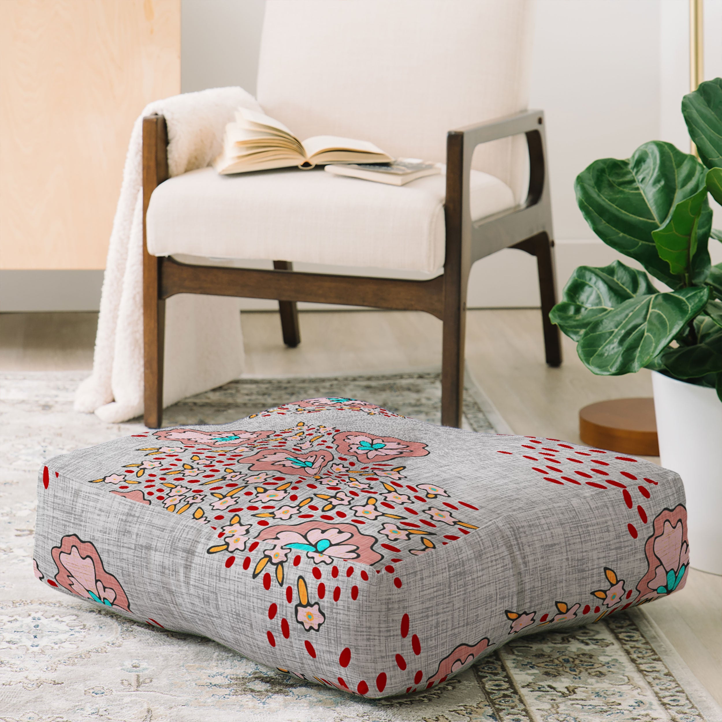 Holli Zollinger Boho Light Floral Floor Pillow Square