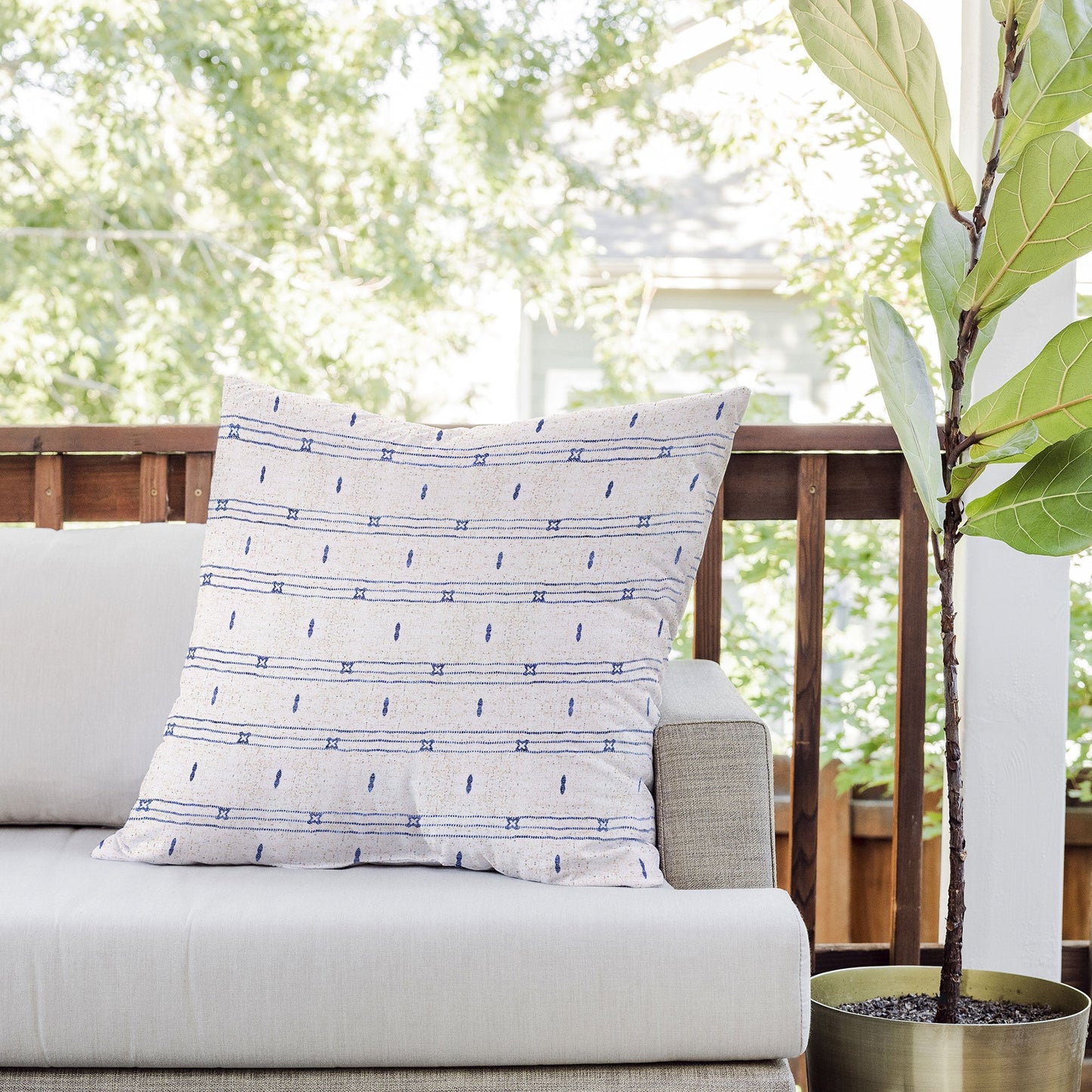 Holli Zollinger FRENCH LINEN STRIPE Outdoor Throw Pillow