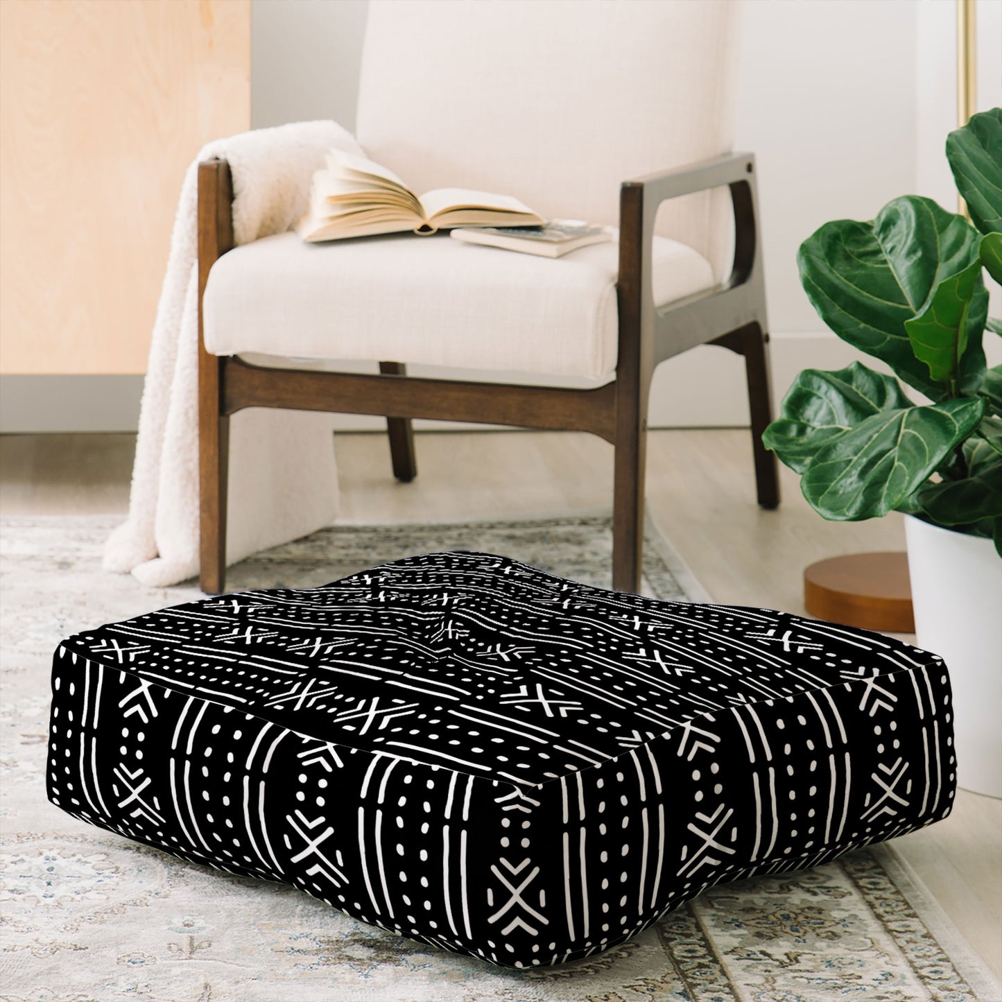 Holli Zollinger MUDCLOTH BLACK Floor Pillow Square