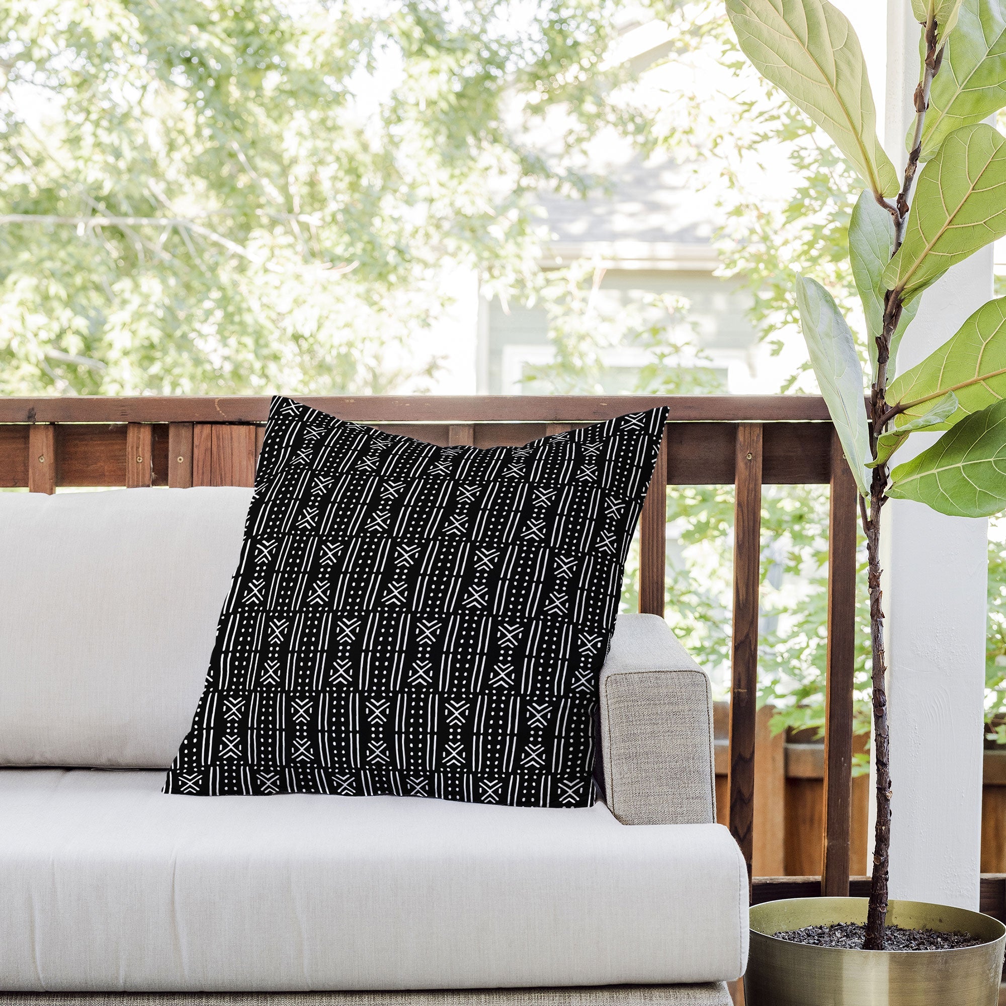 Holli Zollinger MUDCLOTH BLACK Outdoor Throw Pillow